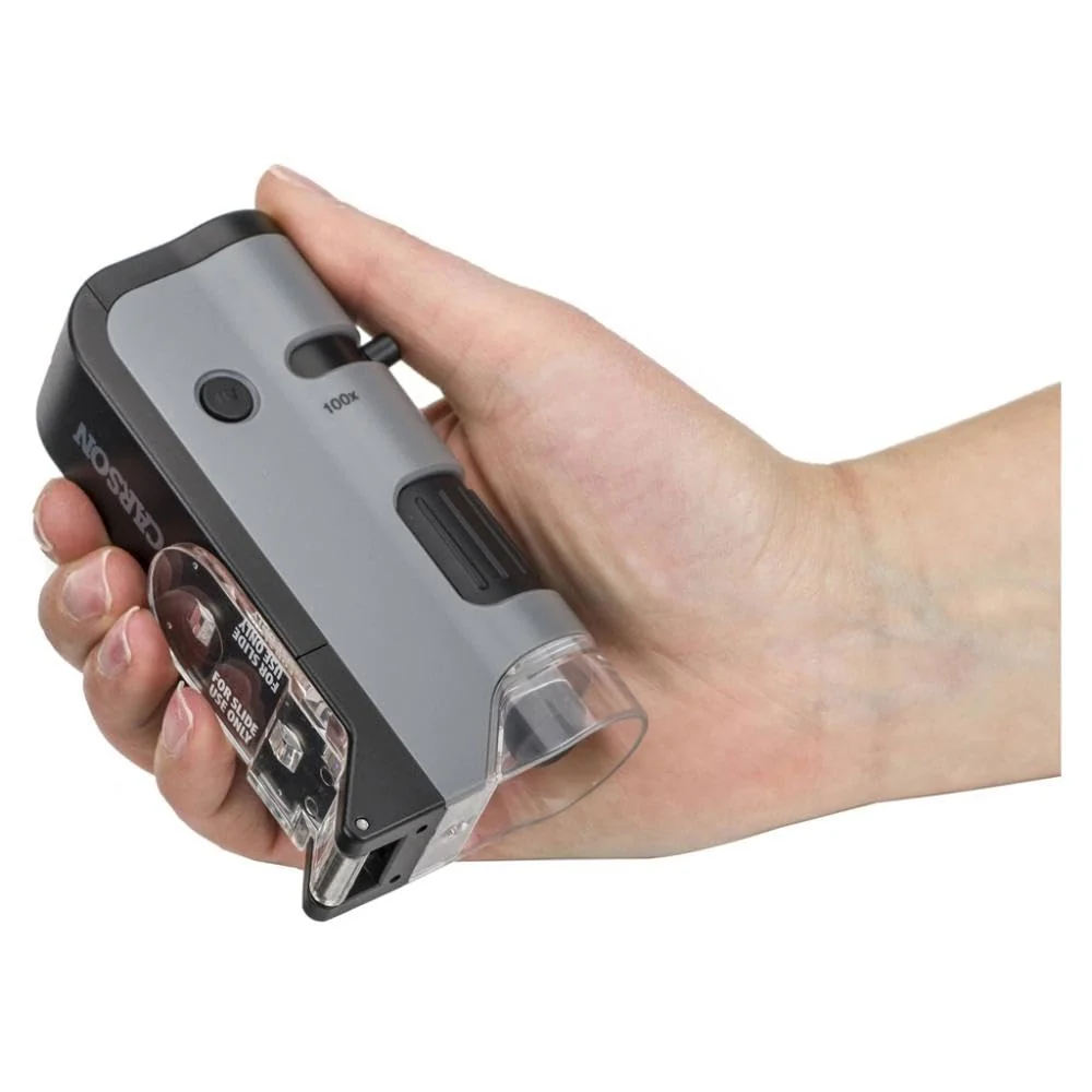 Carson MicroFlip 100x-250x, LED UV Pocket Microscope with Smartphone Clip, STEM Education (MP-250) Single Pack - Image 4