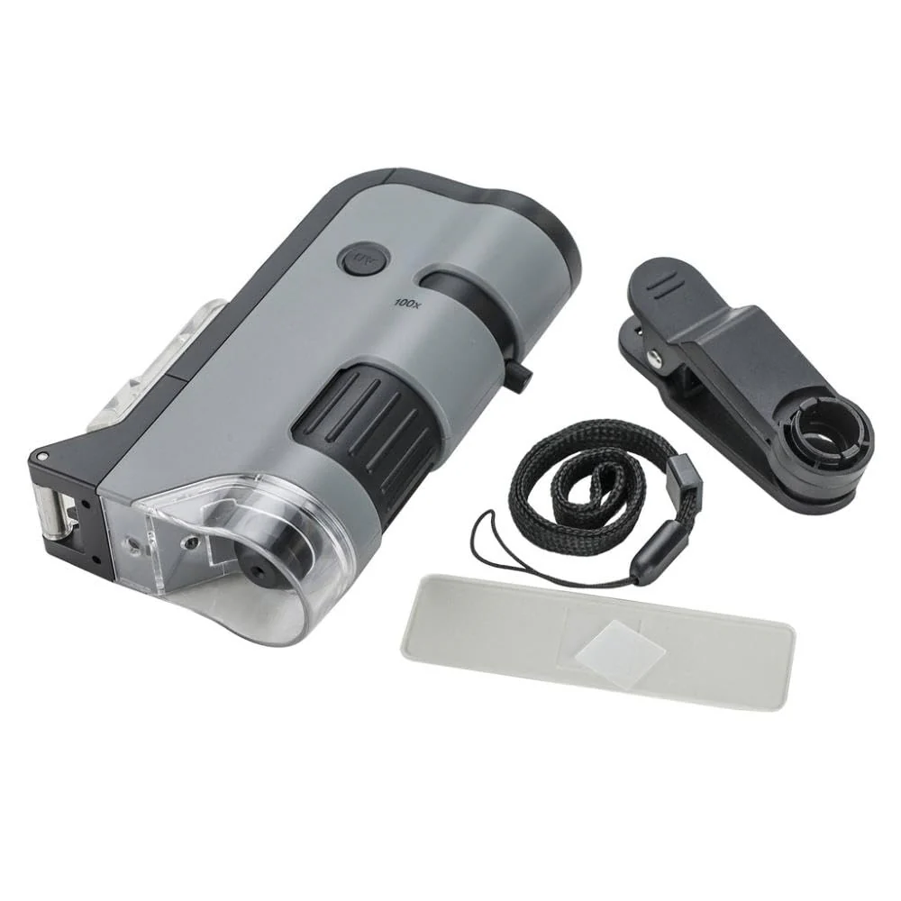 Carson MicroFlip 100x-250x, LED UV Pocket Microscope with Smartphone Clip, STEM Education (MP-250) Single Pack - Image 5