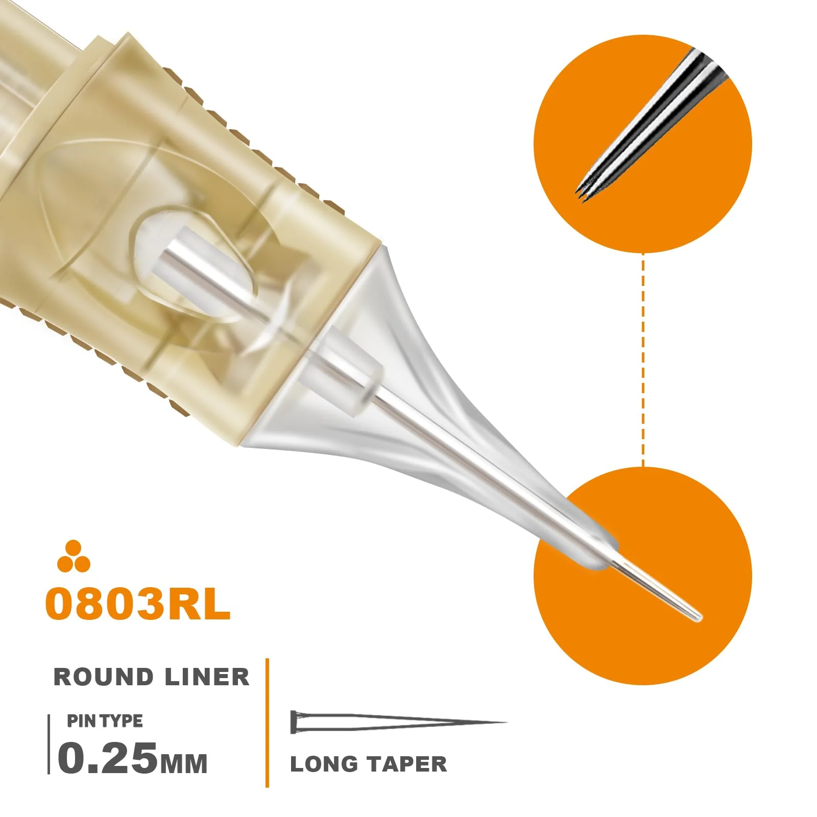 Cartridge Needles – Pack of 20 Professional 0803RLL Cartridge Needles Disposable Standard Round Liner - Image 2