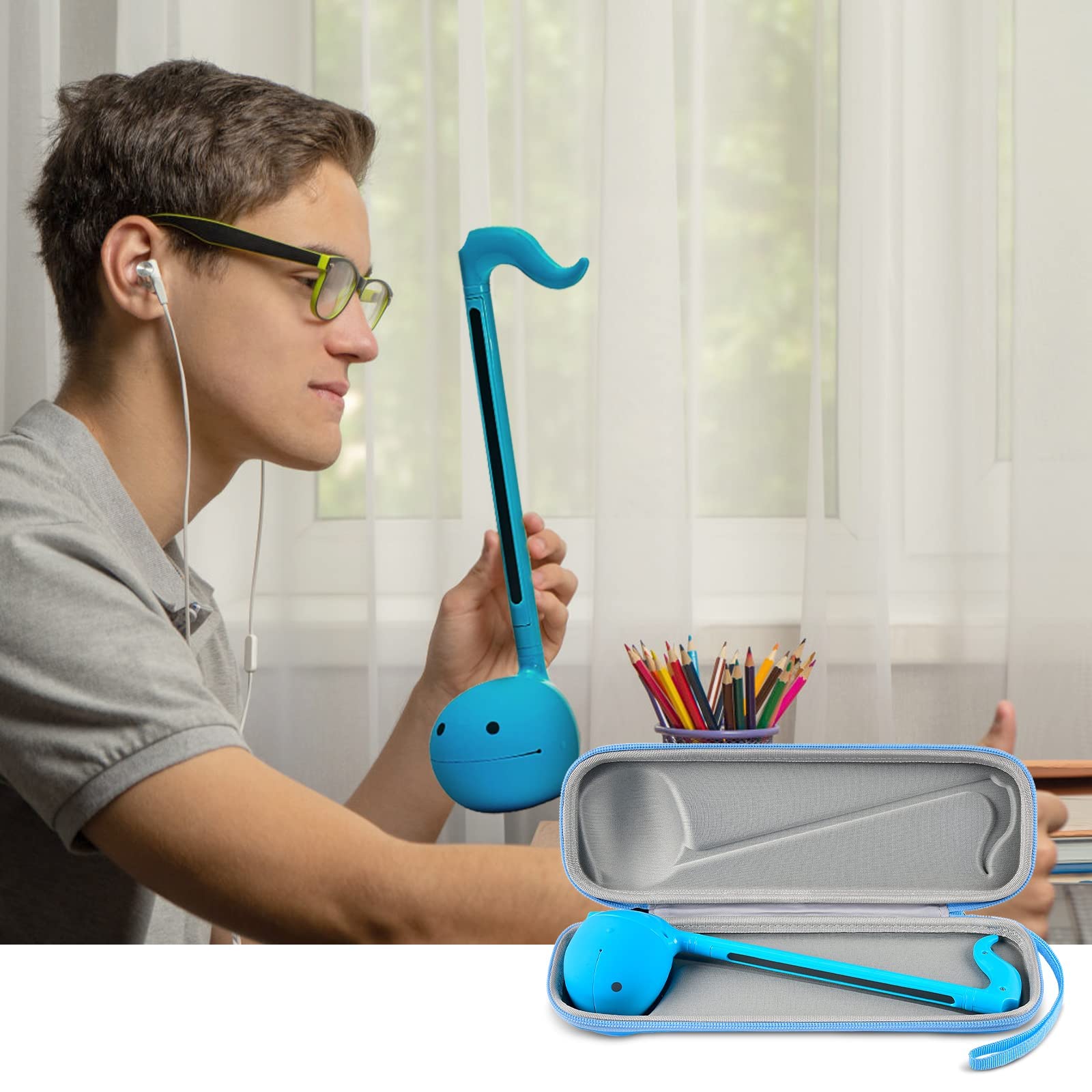 Case Compatible with Otamatone [English Edition] Japanese Electronic Musical Instrument Portable Synthesizer, Instrumental Music Toy Storage Holder for Otamatone Regular Size (Box Only) (Blue) Blue - Image 6