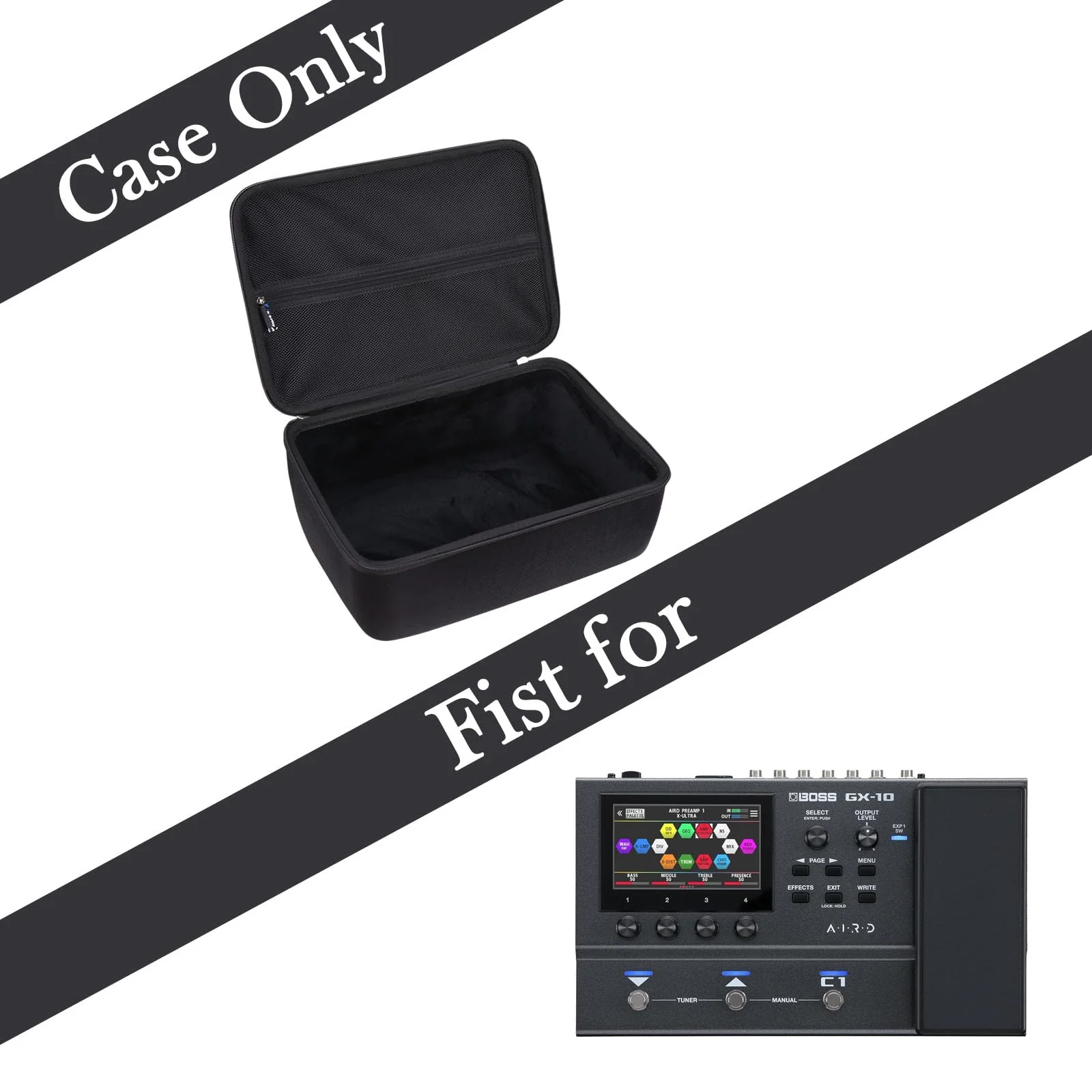 Case for Boss GX-10 Guitar Effects Processor, Hard Travel Carrying Storage Bag for Boss GX-10 Guitar/Bass Multi-effects Pedal (Black) Black - Image 2