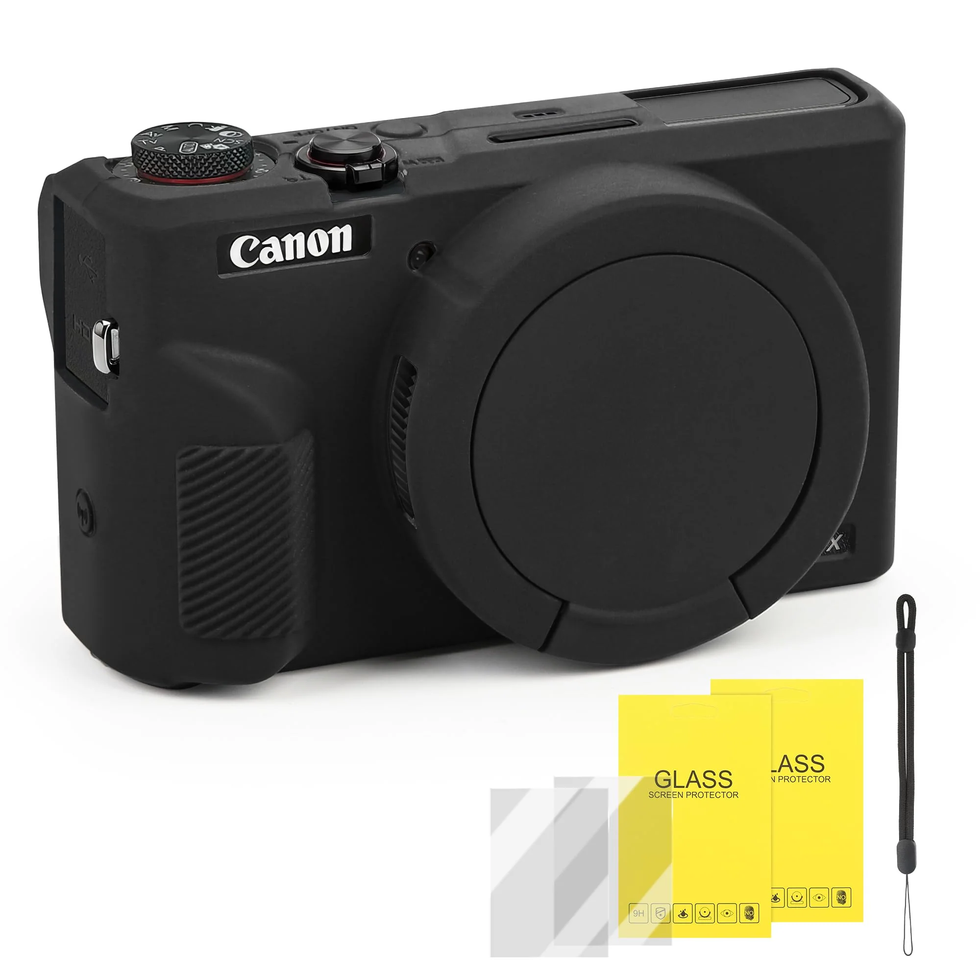 Case for Canon PowerShot G7 X Mark III Digital Camera, Soft Anti-Scratch Protective Cover with Removable Lens Cap, Compatible with DSLR, Includes 2 Screen Protectors and 1 Wrist Strap (Black)