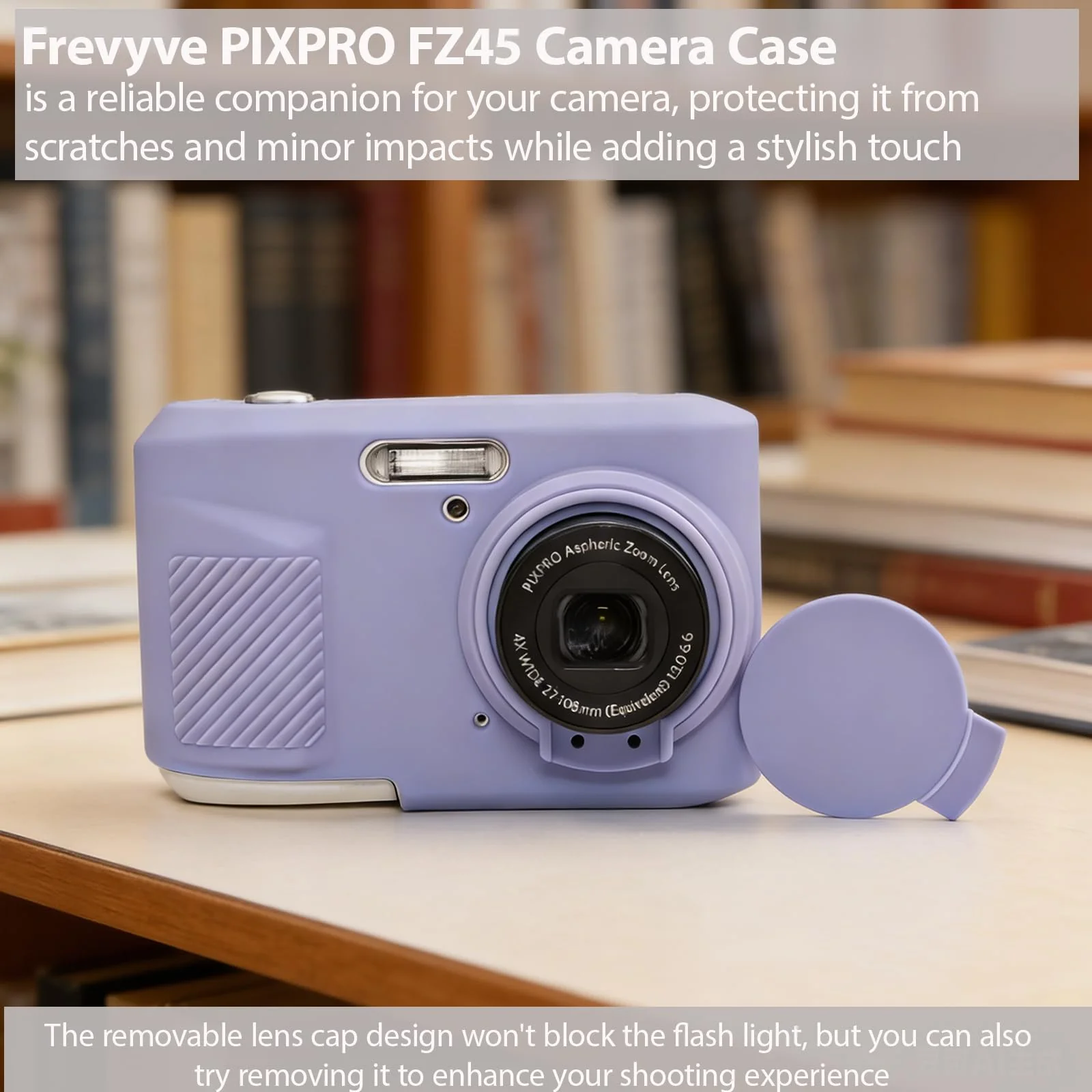Case for Kodak PIXPRO FZ45 Digital Camera Accessories, Soft Silicone Protective Case, Slim Fit Sleeve with Removable Lens Cover and Screen Protector, Lightweight, Anti-Scratch (Lilac) Lilac - Image 3