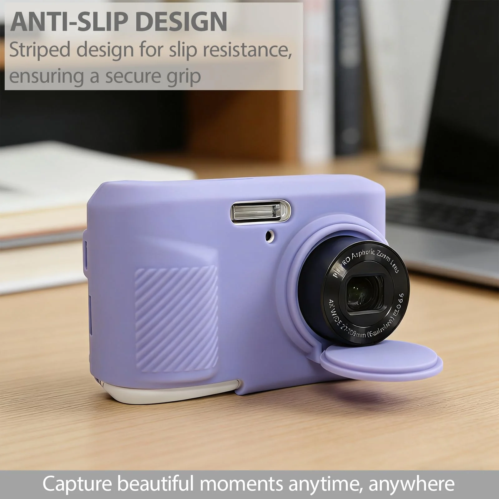 Case for Kodak PIXPRO FZ45 Digital Camera Accessories, Soft Silicone Protective Case, Slim Fit Sleeve with Removable Lens Cover and Screen Protector, Lightweight, Anti-Scratch (Lilac) Lilac - Image 4