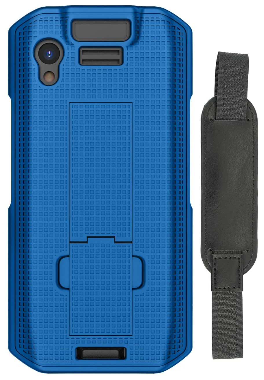 Case + Hand Strap Combo for Zebra TC21 TC26 Mobile Computer Scanner, Nakedcellphone Textured Slim Hard Shell Protector Cover with Kickstand - Cobalt Blue
