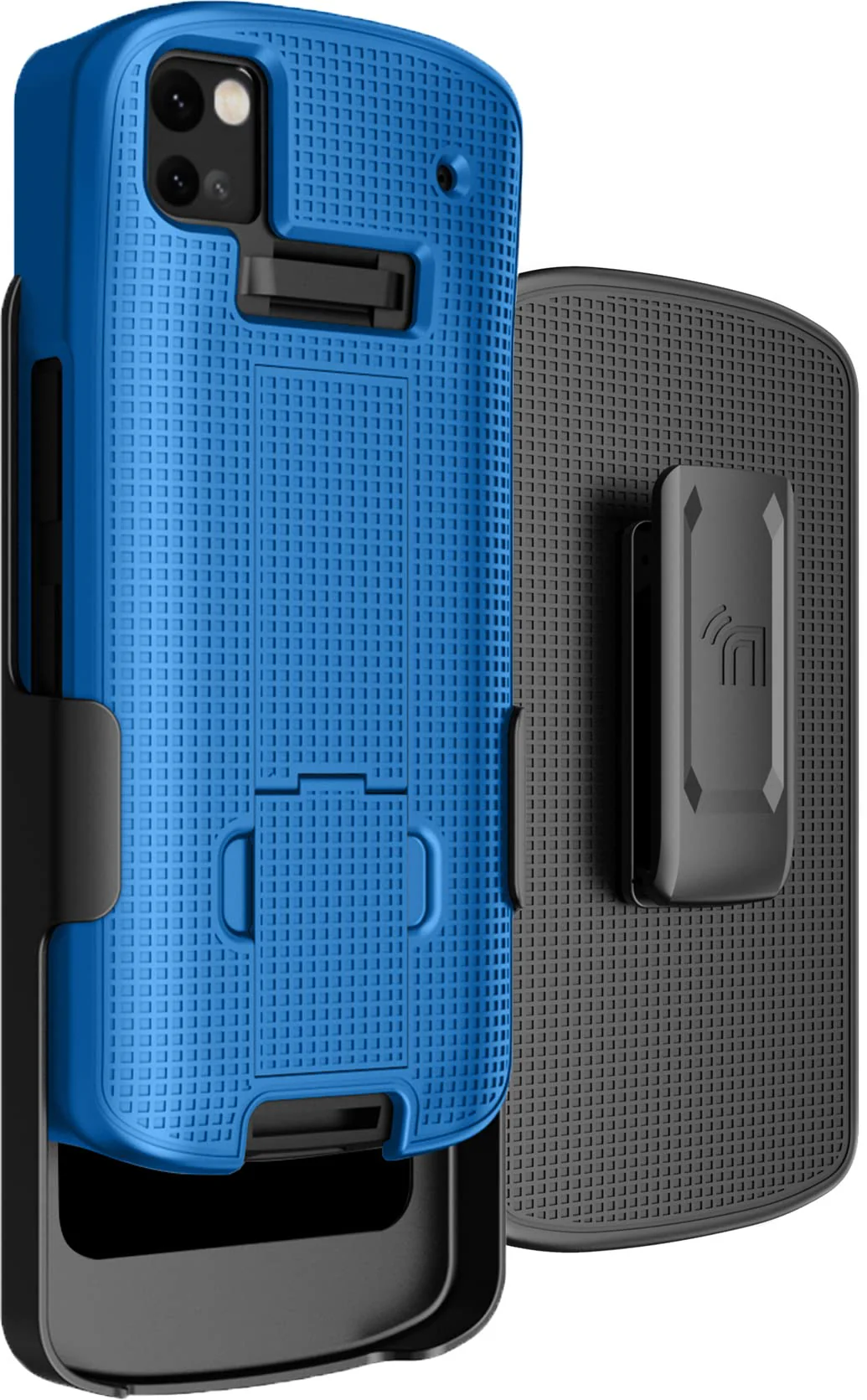 Case with Clip for Zebra TC53 TC58 Mobile Computer Scanner, Nakedcellphone Slim Hard Shell Cover with Kickstand and [Rotating/Ratchet] Belt Hip Holster Combo - Cobalt Blue