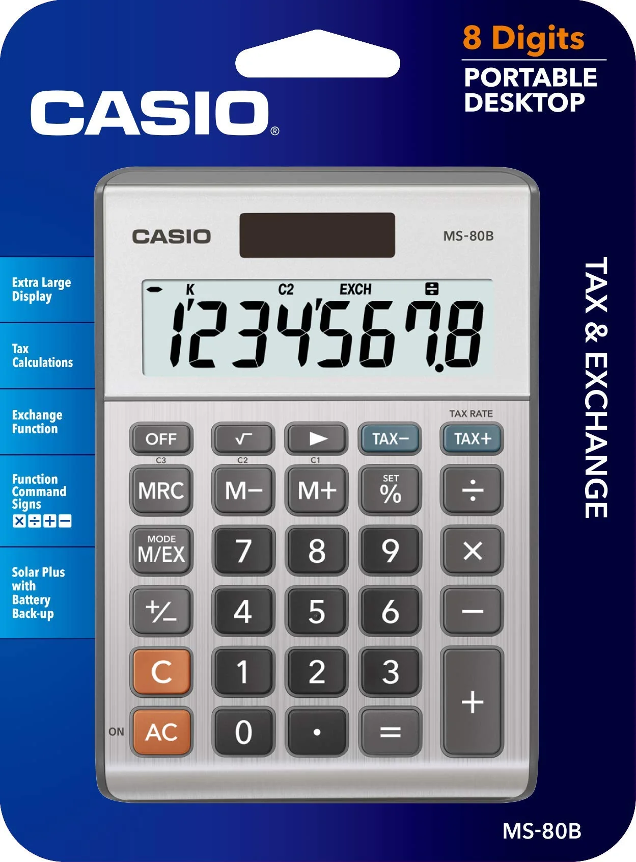 Casio MS-80B Standard Function Desktop Calculator Brush Nickel - Image 3