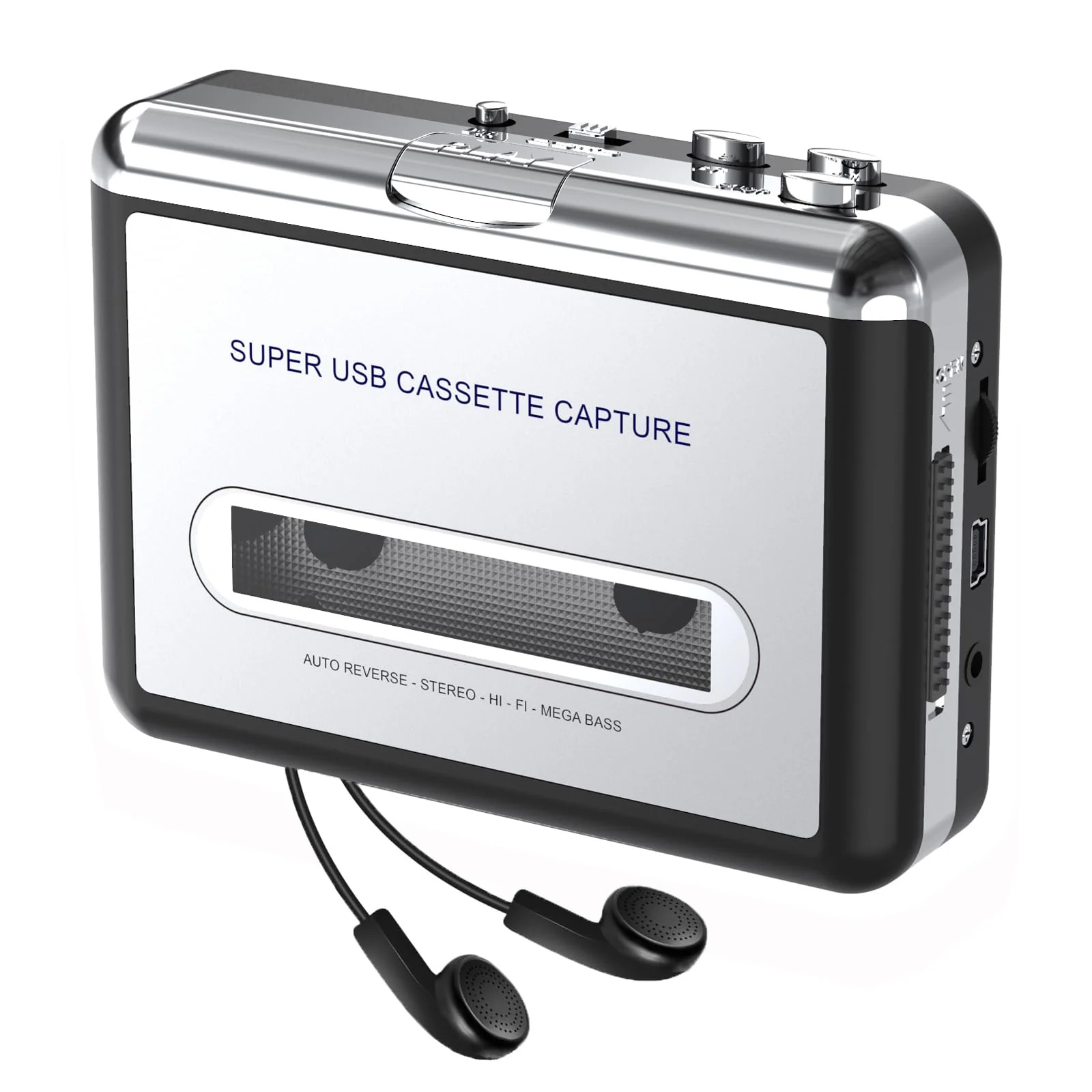 Cassette Player - Compact Tape Player Portable Recorder with Earphone-Convert Audio Music Cassette to MP3 Digital, Compatible with Laptop/PC/MAC- for Entertainment, Travel, Light Sports(Silver) silver