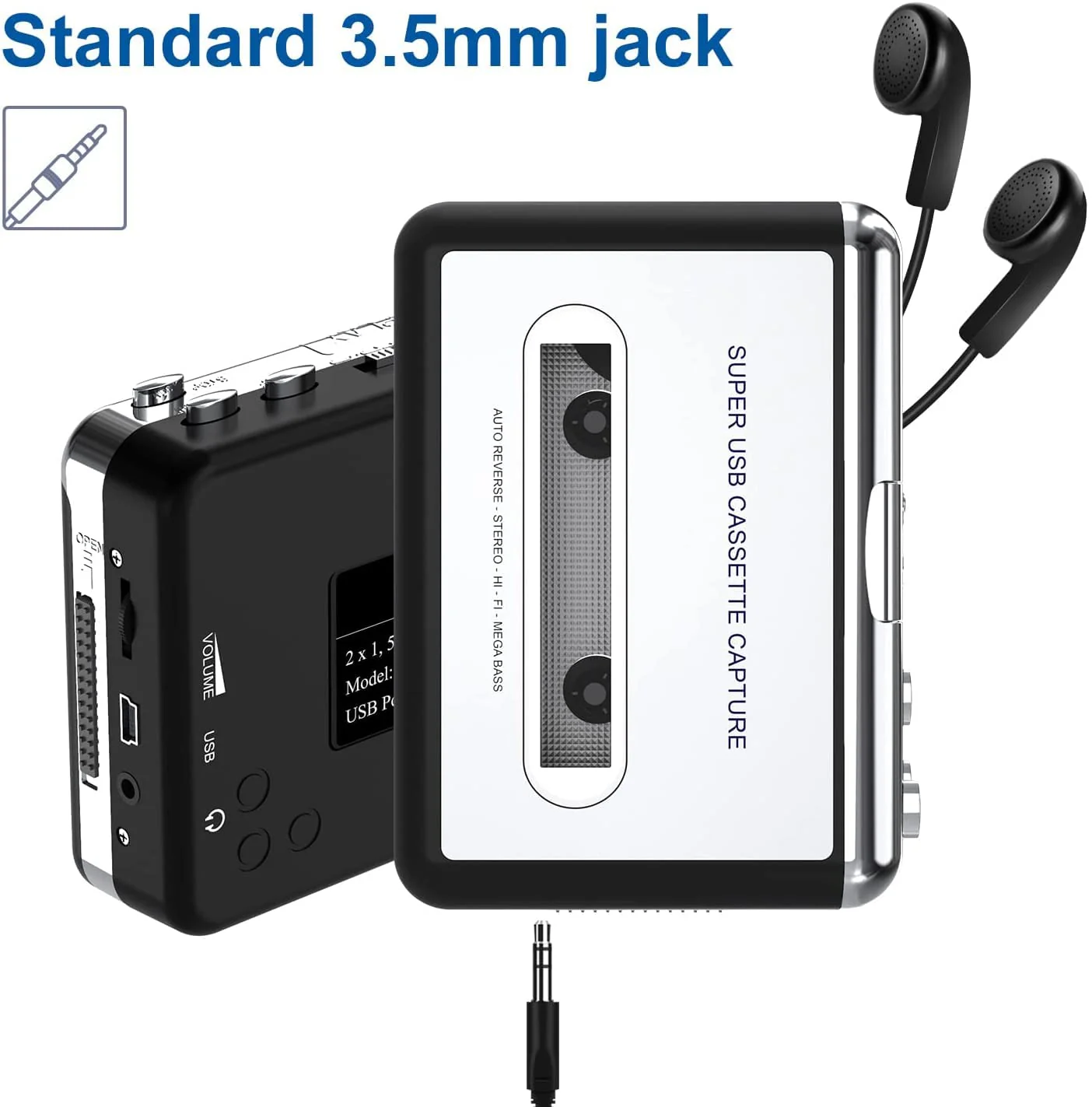 Cassette Player - Compact Tape Player Portable Recorder with Earphone-Convert Audio Music Cassette to MP3 Digital, Compatible with Laptop/PC/MAC- for Entertainment, Travel, Light Sports(Silver) silver - Image 7