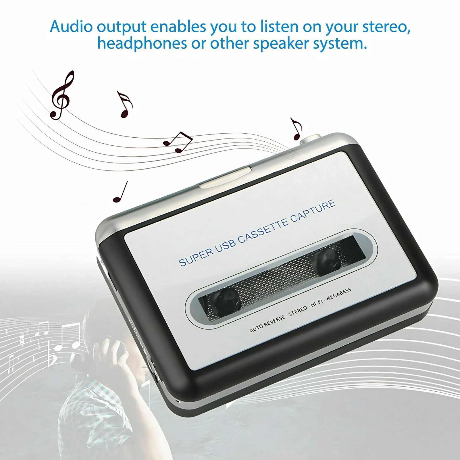 Cassette to MP3 Converter with USB Power Supply, Plug and Play Tape Player for MP3 Conversion, Includes Audacity Software - Image 6