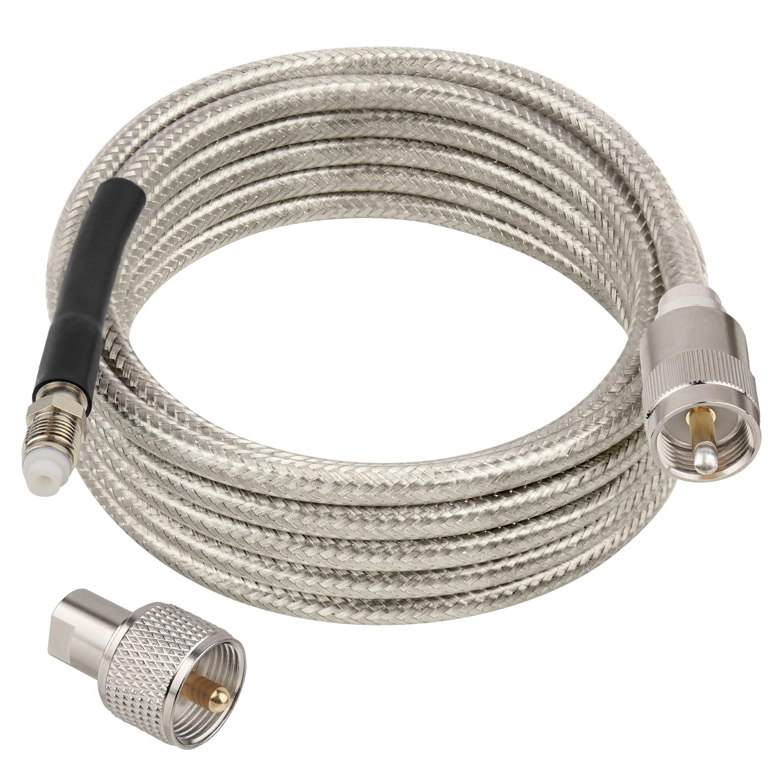 CB Coax Cable 10FT, RG8X FME Female to UHF PL-259 Male with FME Male to PL-259 Adapter, Low Loss RF Coaxial Cable for Antenna, CB Radio, Ham Radio, Marine, Mobile, and GPS Systems