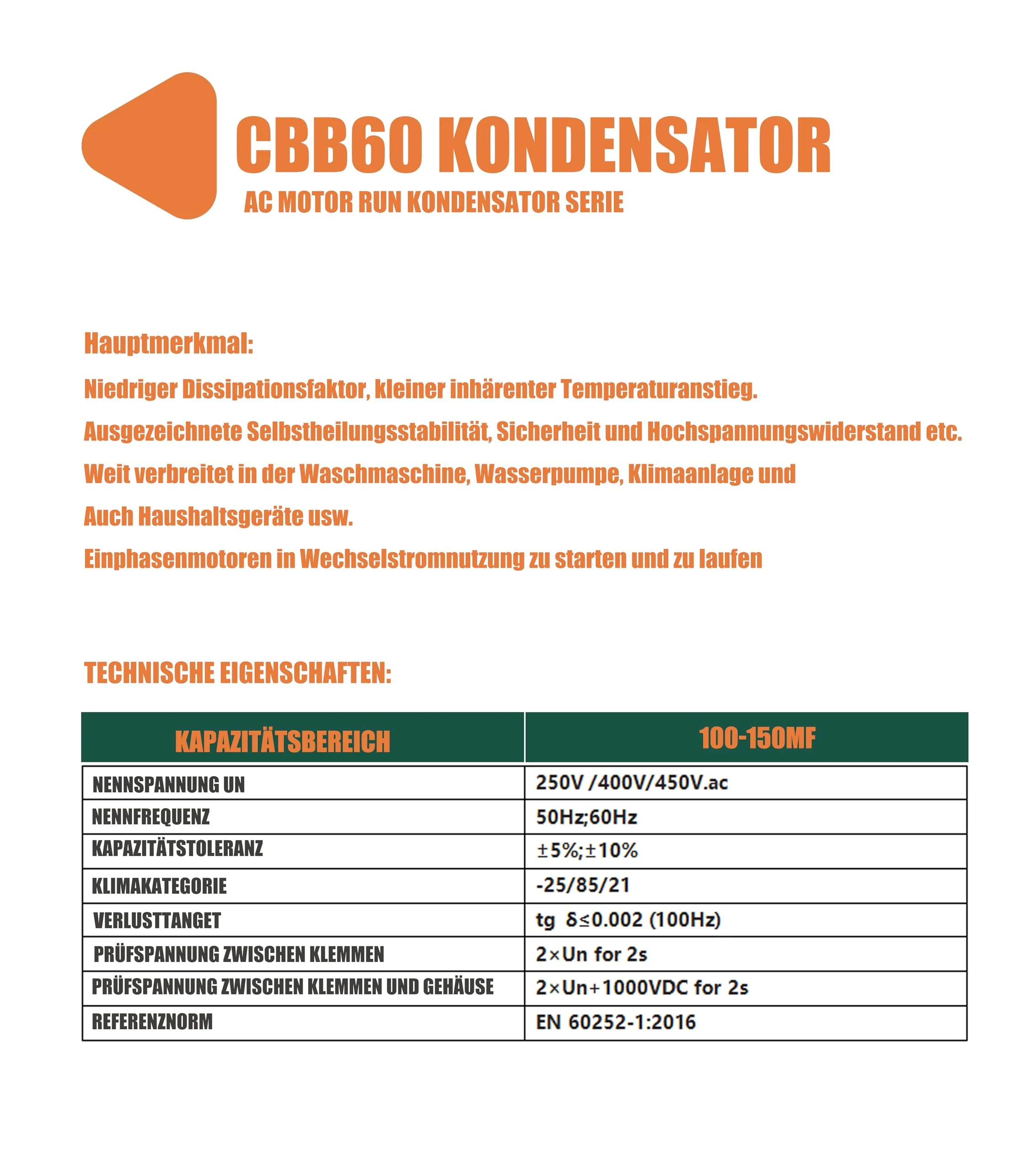 CBB60 20uF Motor Run Capacitor MFD 450VAC 50/60hz Cylindrical 40 mm x 70 mm (DE-20uF) - Image 5