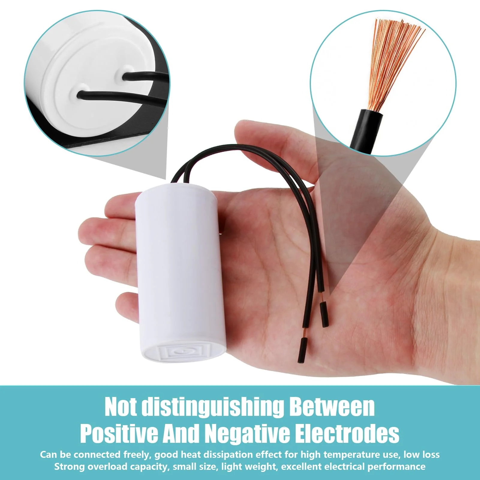 CBB60 450V 20Uf Capacitor Starting Capacitor 50/60Hz Motor Capacitor Work Capacitor Cable Start Microfarad Operation with M8 Wires for Electric Motor, Dryer, Pump, Pool, Air Conditioning - Image 4