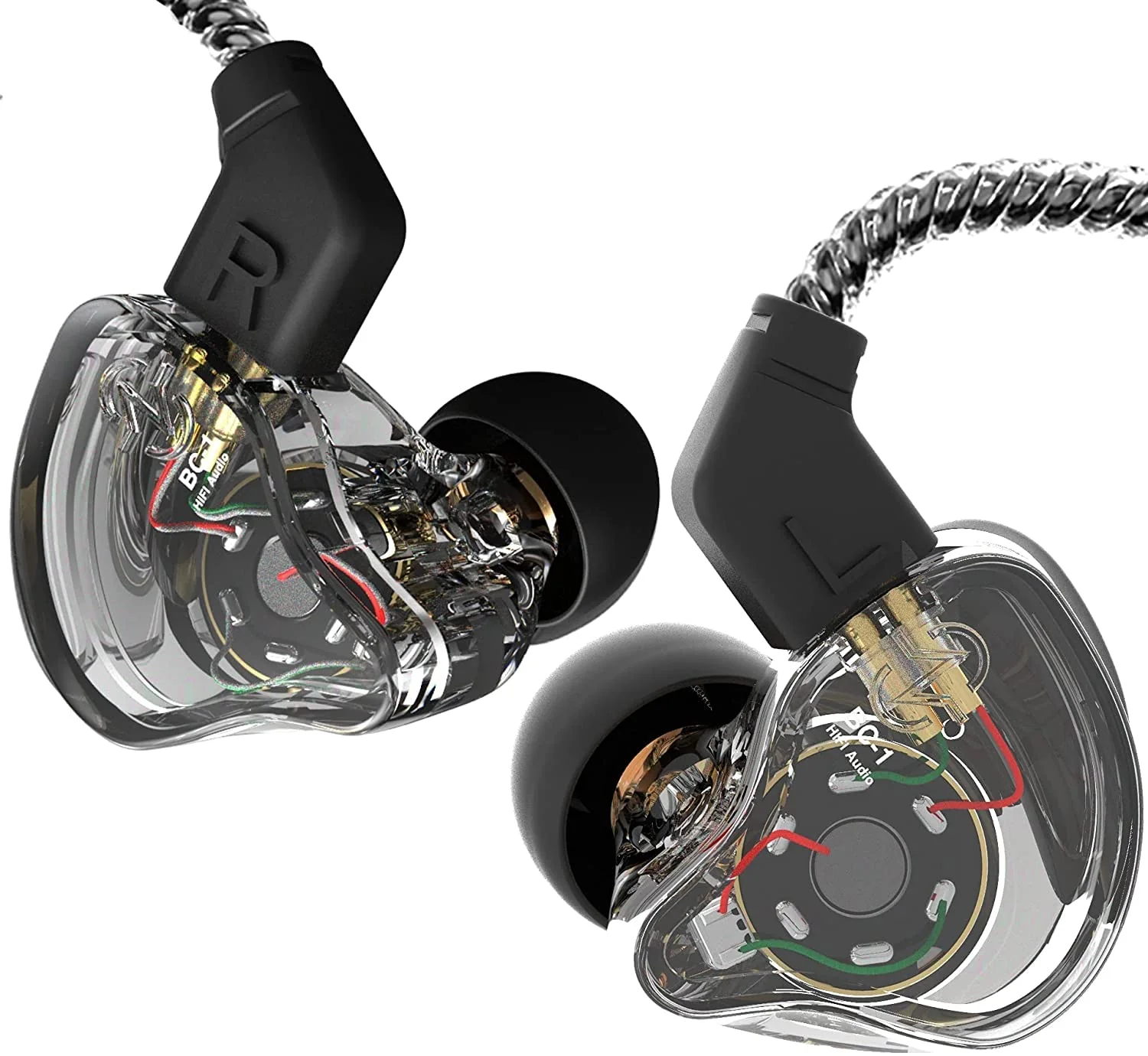 CCZ Melody in Ear Monitor, Dynamic Hybrid Dual Driver in Ear Earphones 1BA+1DD HiFi Wired Headphones Musicians IEM Upgrade Deep Bass Suitable for Bass Vocals Pop Folk ACG (No MIC, Transparent)… No MIC