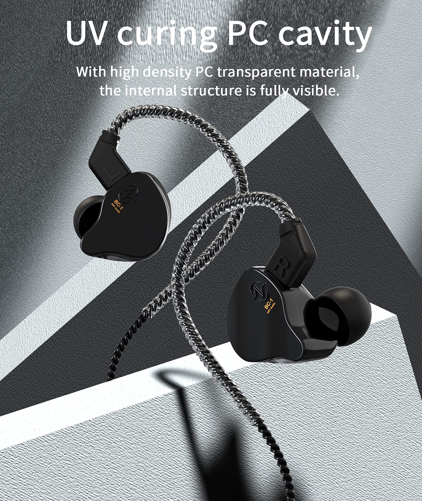 CCZ Melody in Ear Monitor, Dynamic Hybrid Dual Driver in Ear Earphones 1BA+1DD HiFi Wired Headphones Musicians IEM Upgrade Deep Bass Suitable for Bass Vocals Pop Folk ACG (No MIC, Transparent)… No MIC - Image 8