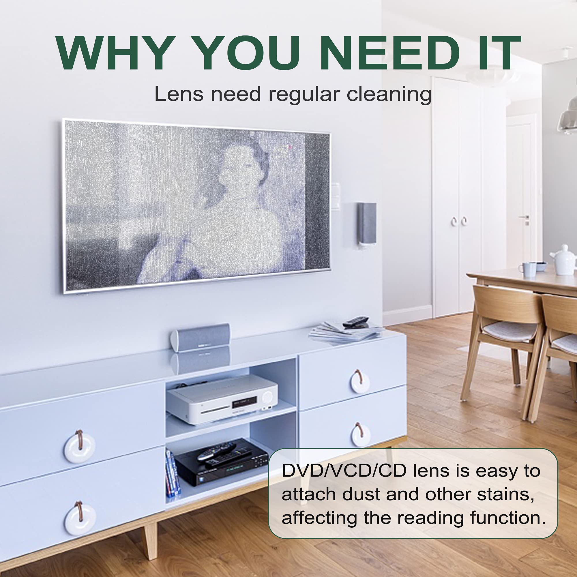 CD/VCD/DVD Player Cleaner Kit, Laser Lens Cleaning Disc with Double Brush Cleaning System, Set 2 - Image 2