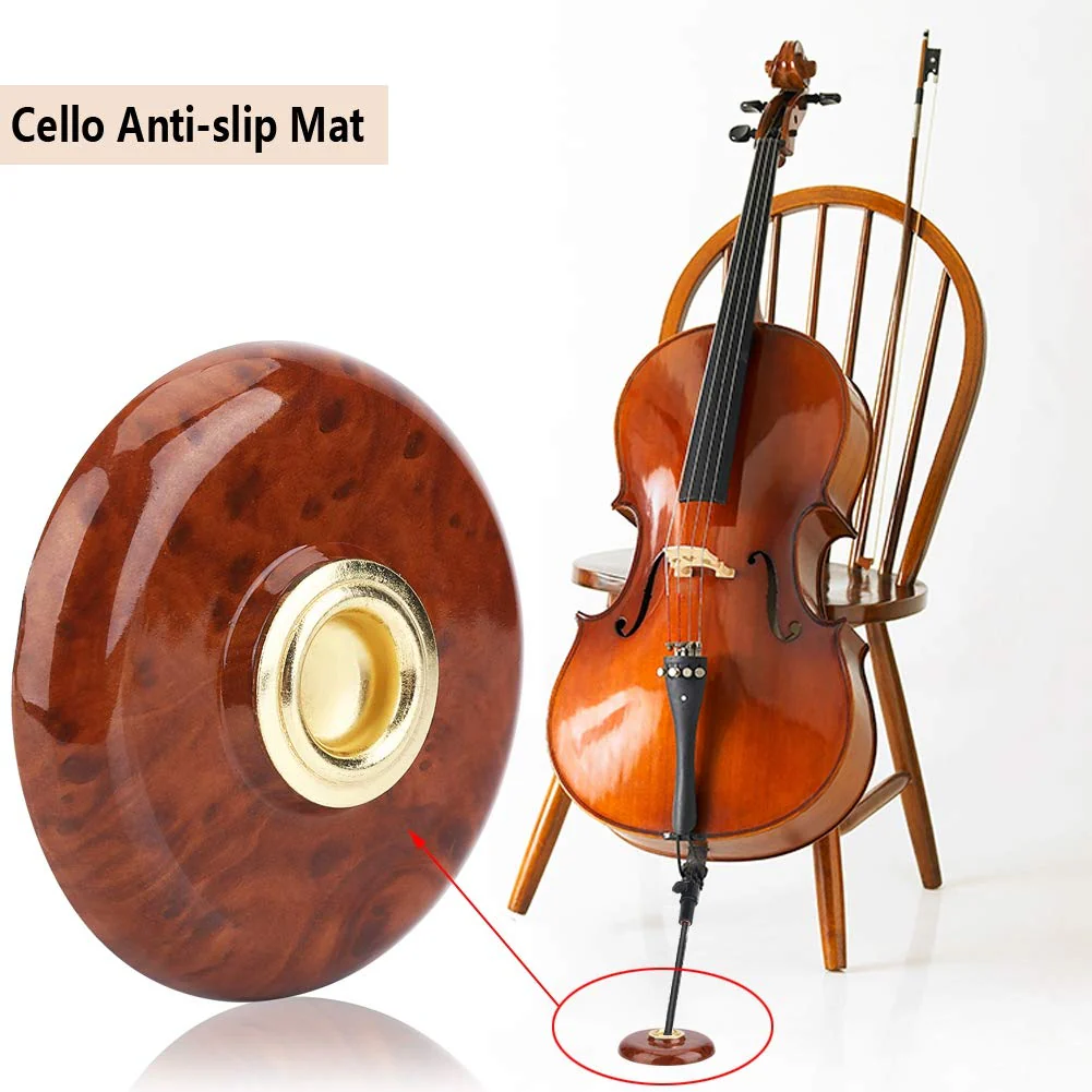 Cello Antislip Mat, Portable Non Slip Cello Endpin Rest Stopper Rock Stop Pad Spike Floor Protector with Plastic and Metal Holder Rockstop Musical Instrument Accessories for Beginner Practice(grown) grown - Image 2