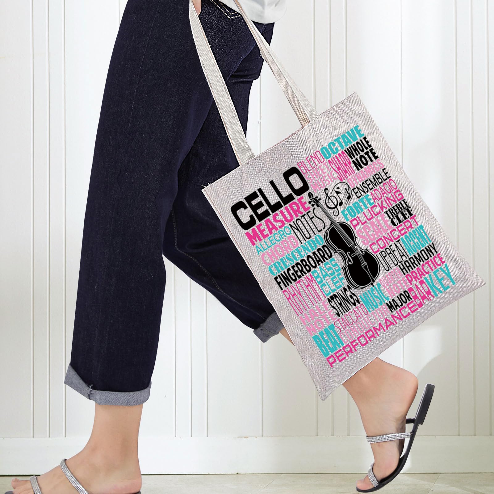 Cello Canvas Tote Bag Cellist Gifts Cello Players Shoulder Bag Cellist Musician Gifts Cello Tg - Image 4