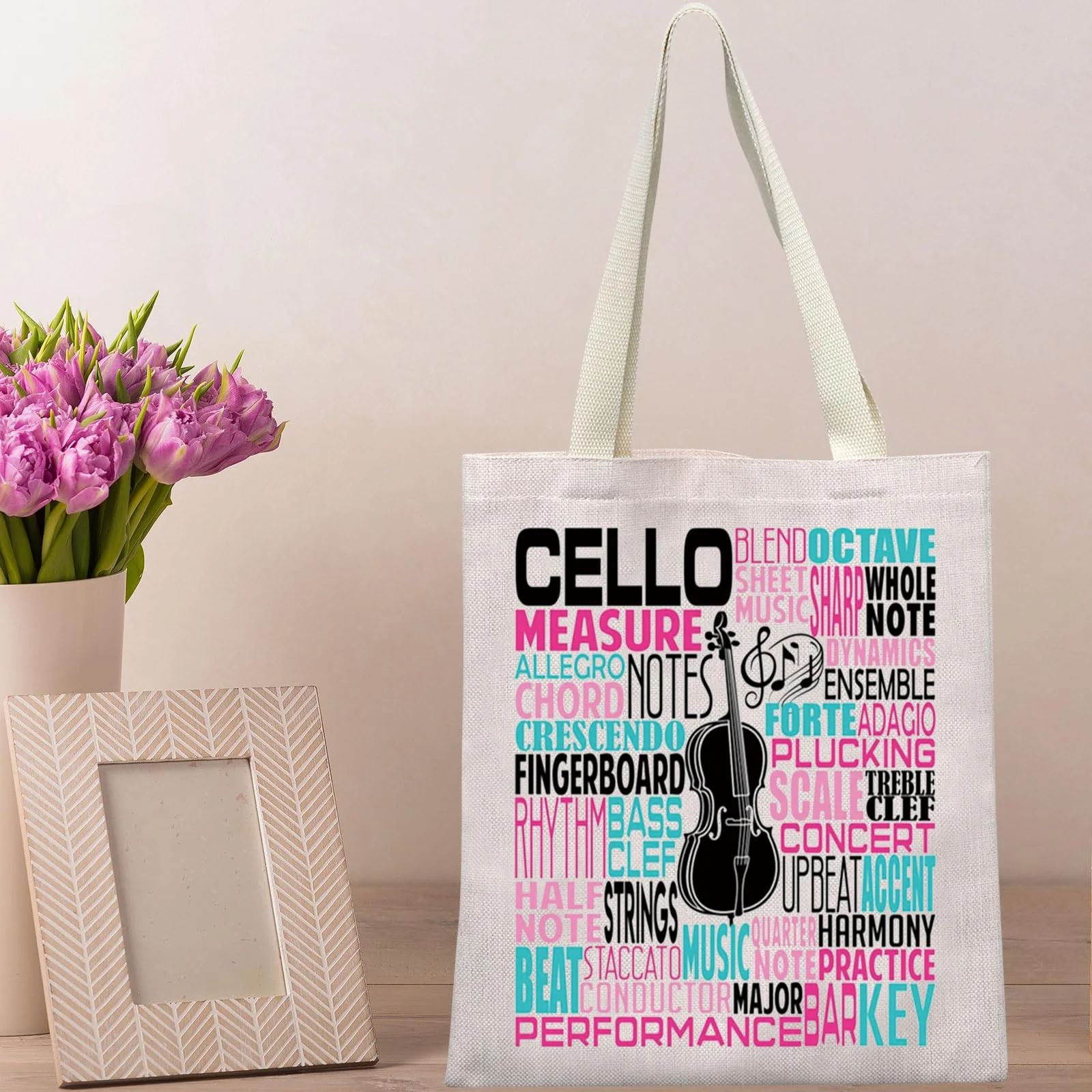 Cello Canvas Tote Bag Cellist Gifts Cello Players Shoulder Bag Cellist Musician Gifts Cello Tg - Image 6