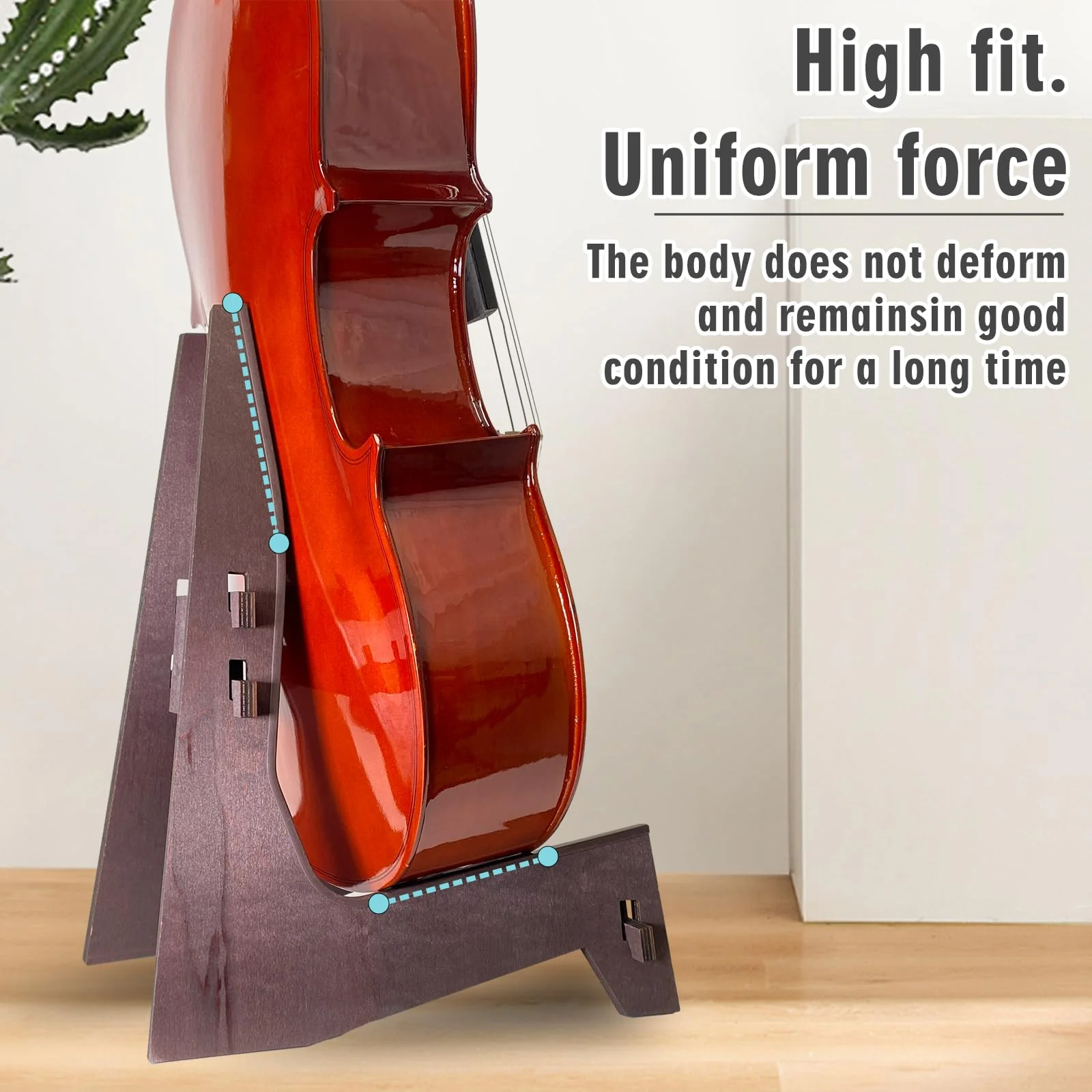 Cello Stand, Cello Support Holder made of wood with Rubber Protection Detachable Portable Musical Instrument Stand for 1/8-4/4 Cellos Guitars Electric Bass Electric Guitar Stand Cello Stand - Image 2