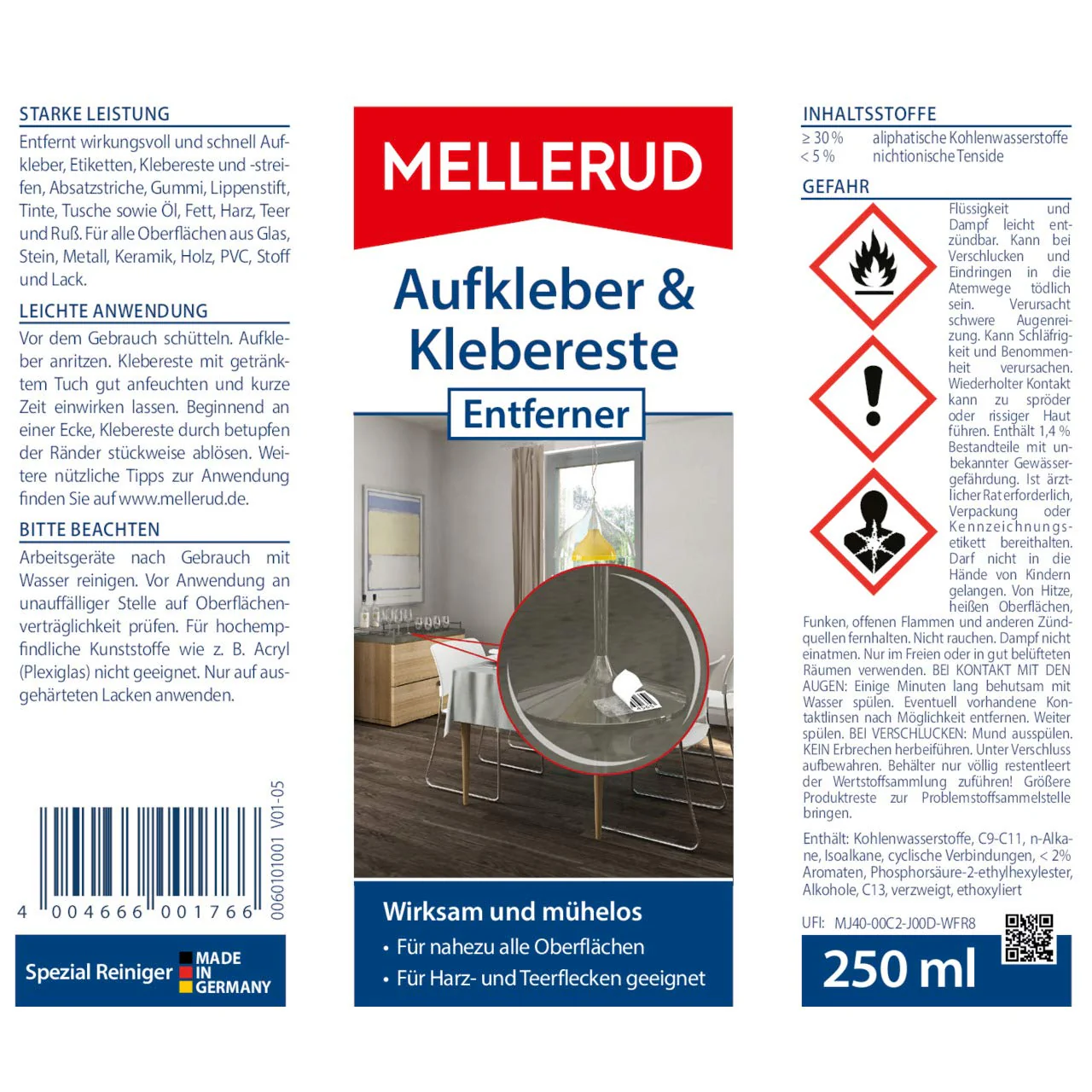 Centurion MEL1766 Mellerud Adhesive Residue Remover-250ml, Multi-Colour - Image 3