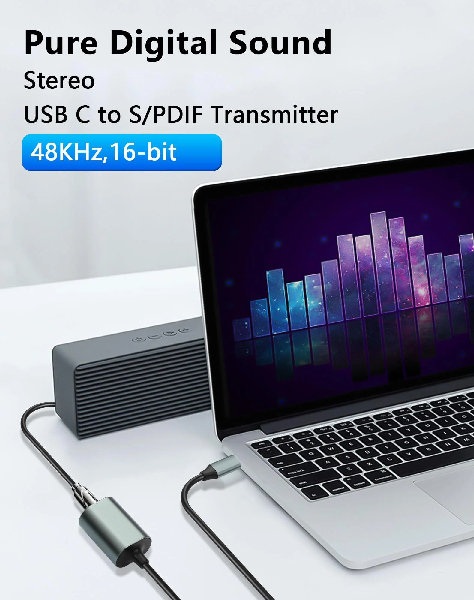 CERRXIAN USB C to Toslink Optical Transmitter, Unidirectional Type C Male Input to SPDIF Port Female Output Fiber Optic Adapter for Laptop Tablet Phone - 7.87inch - Image 4