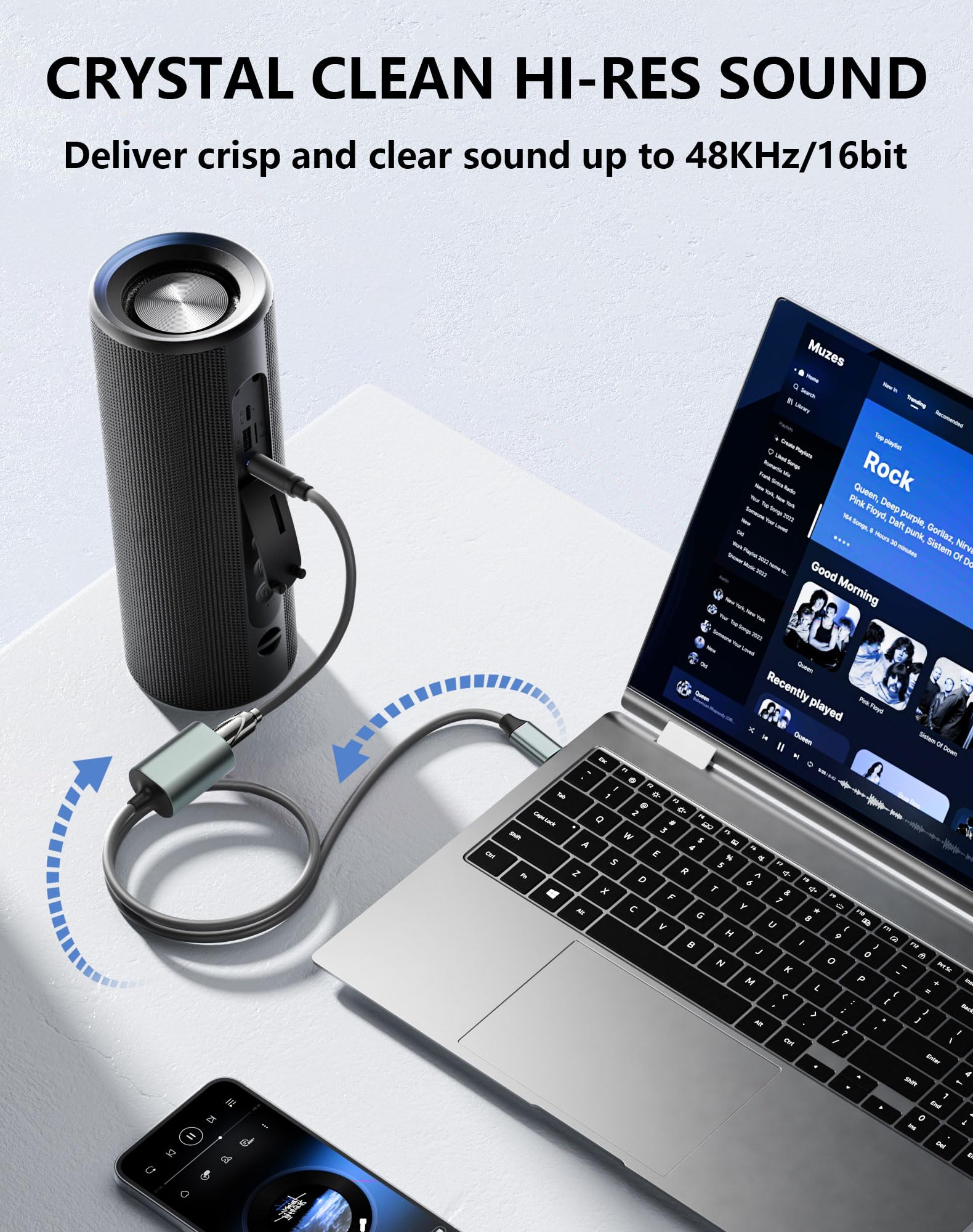 CERRXIAN USB C to Toslink Optical Transmitter, Unidirectional Type C Male Input to SPDIF Port Female Output Fiber Optic Adapter for Laptop Tablet Phone - 7.87inch - Image 5