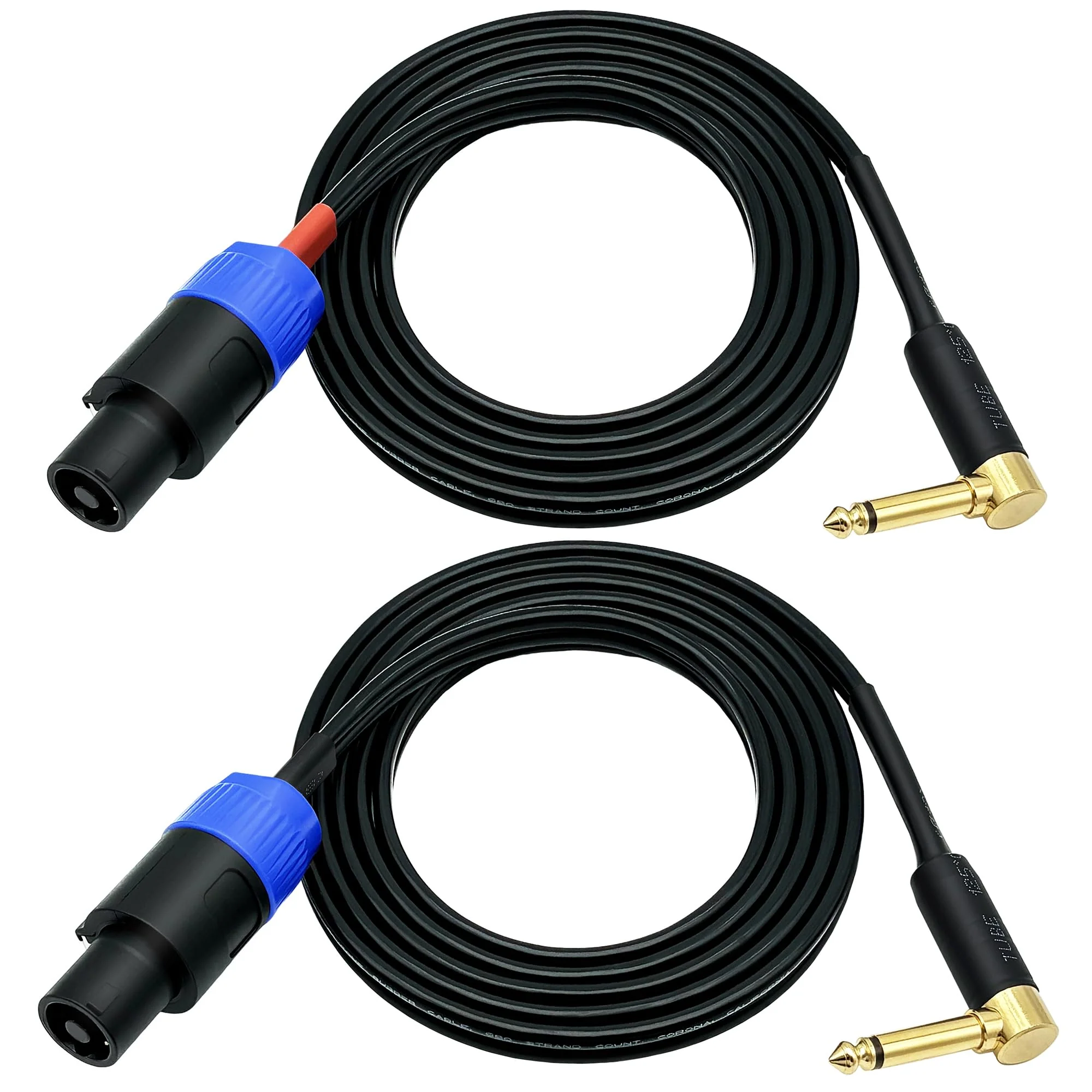 CESS-133-6f Right-Angle 6.35mm 1/4 Inch TS Plug to Speakon Plug Speaker Cable, 2 Channel, Durable Heat-Shrink Protected Metal Housing (6 Feet) 6 Feet - Image 2