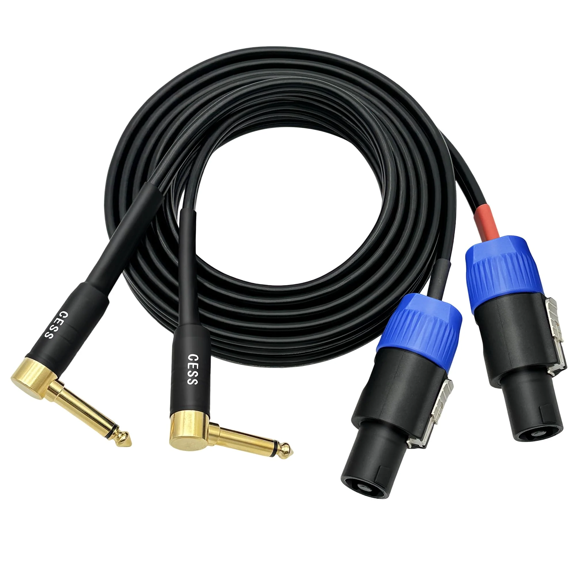 CESS-133-6f Right-Angle 6.35mm 1/4 Inch TS Plug to Speakon Plug Speaker Cable, 2 Channel, Durable Heat-Shrink Protected Metal Housing (6 Feet) 6 Feet - Image 7