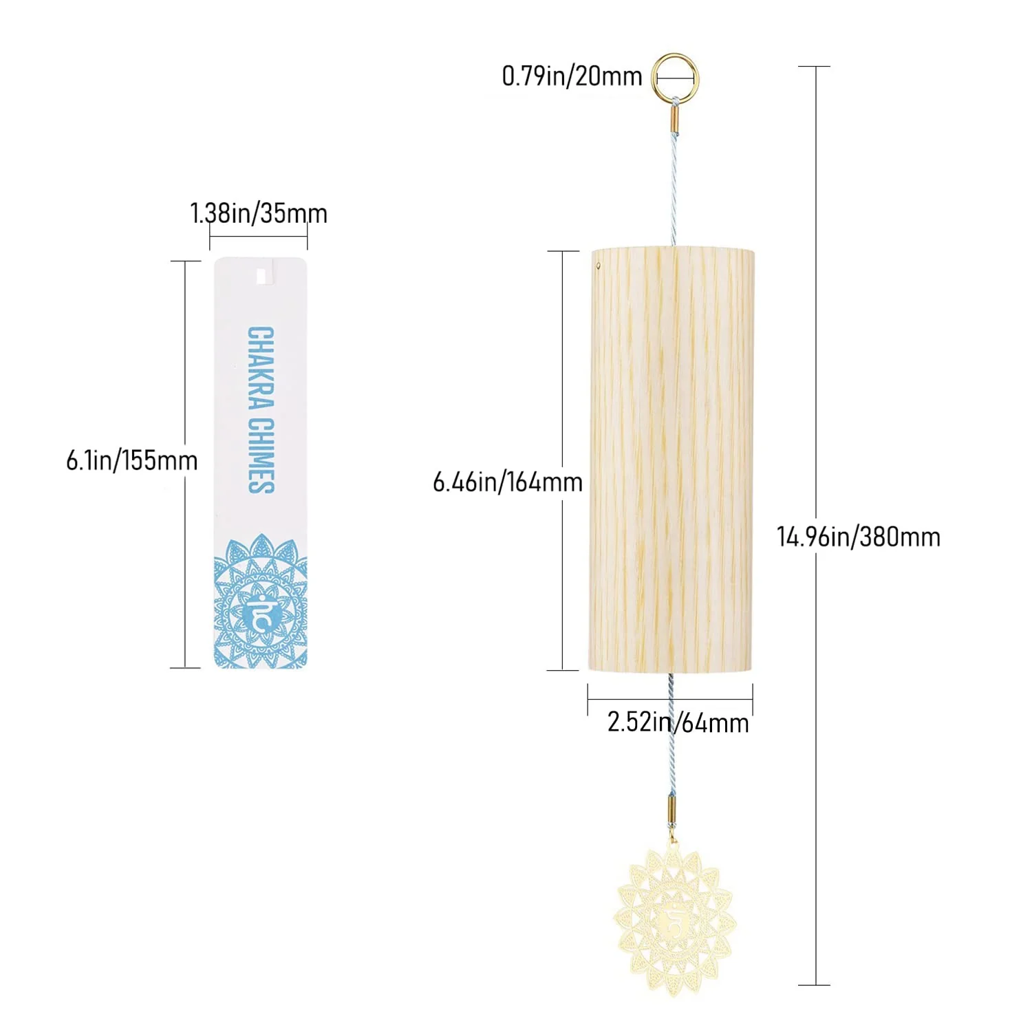 Chakra Chimes Natural Bamboo Wind Chimes Meditation Chord Windchime Wind Bell for Home Decoration Zen Mindfulness Throat Chakra - Image 3