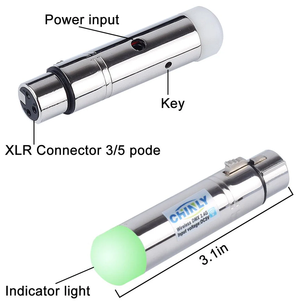 CHINLY 4pcs DMX512 DMX Dfi DJ 2.4G Wireless 3 Receiver with Light Dome & 1 Transmitter LED Lighting Control Short version for LED Stage Par Party Light - Image 5