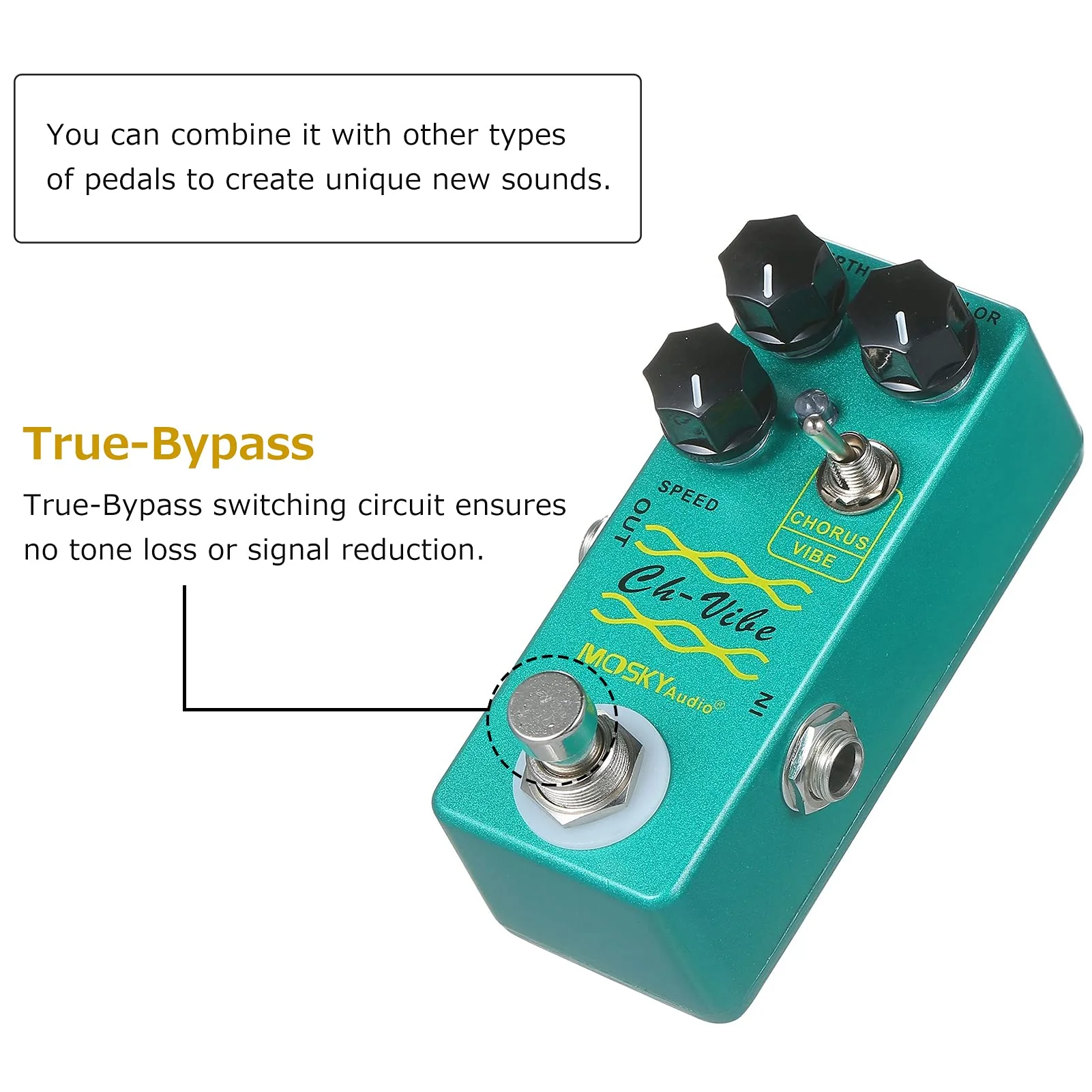Chorus/Vibe Effect Pedal, /MOSKY CH VIBE Effect Pedal,Effector, Green - Image 8