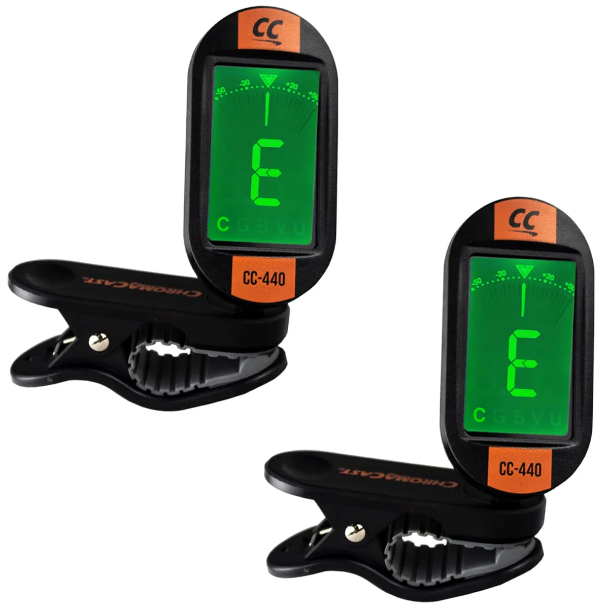 ChromaCast CC-440 Clip On Chromatic Tuner, Sunset Orange, Pack of 2 (CC-440-SOR-2PK) 2 PACK