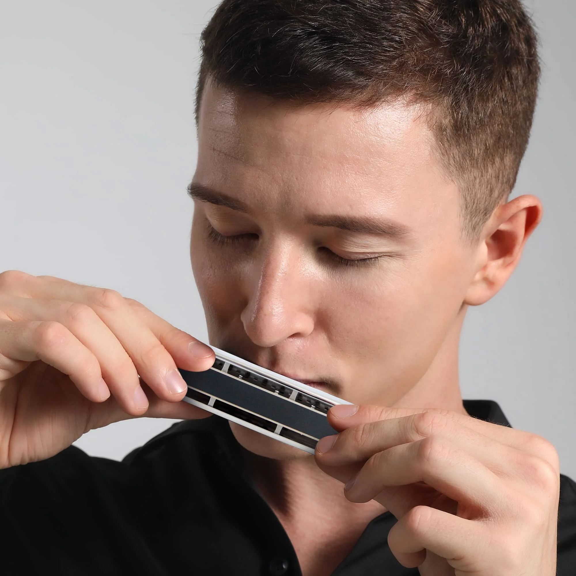 Chromatic Harmonica Key of C,10 Holes 40 Tones Professional Mouth Organ with Slide for Beginners Adults, Professionals and Students by East top as a gift silver-40 - Image 2