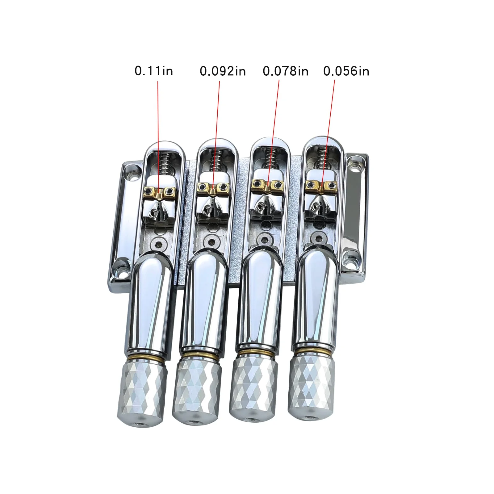 Chrome Headless Electric Bass Bridge 4 String Bass Bridge with Brass Saddles Bass Parts Replacement for 4 String Headless Bass Chrome - Image 2