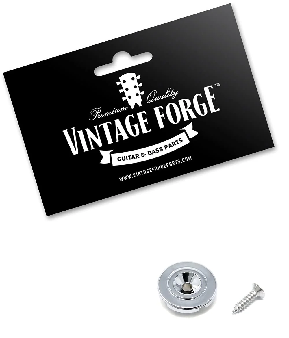 Chrome Round Slotted String Retainer Guide Tree for Fender Precision Jazz Style Bass Guitars and Others with Screw BSR50-CHR Chrome - Image 2