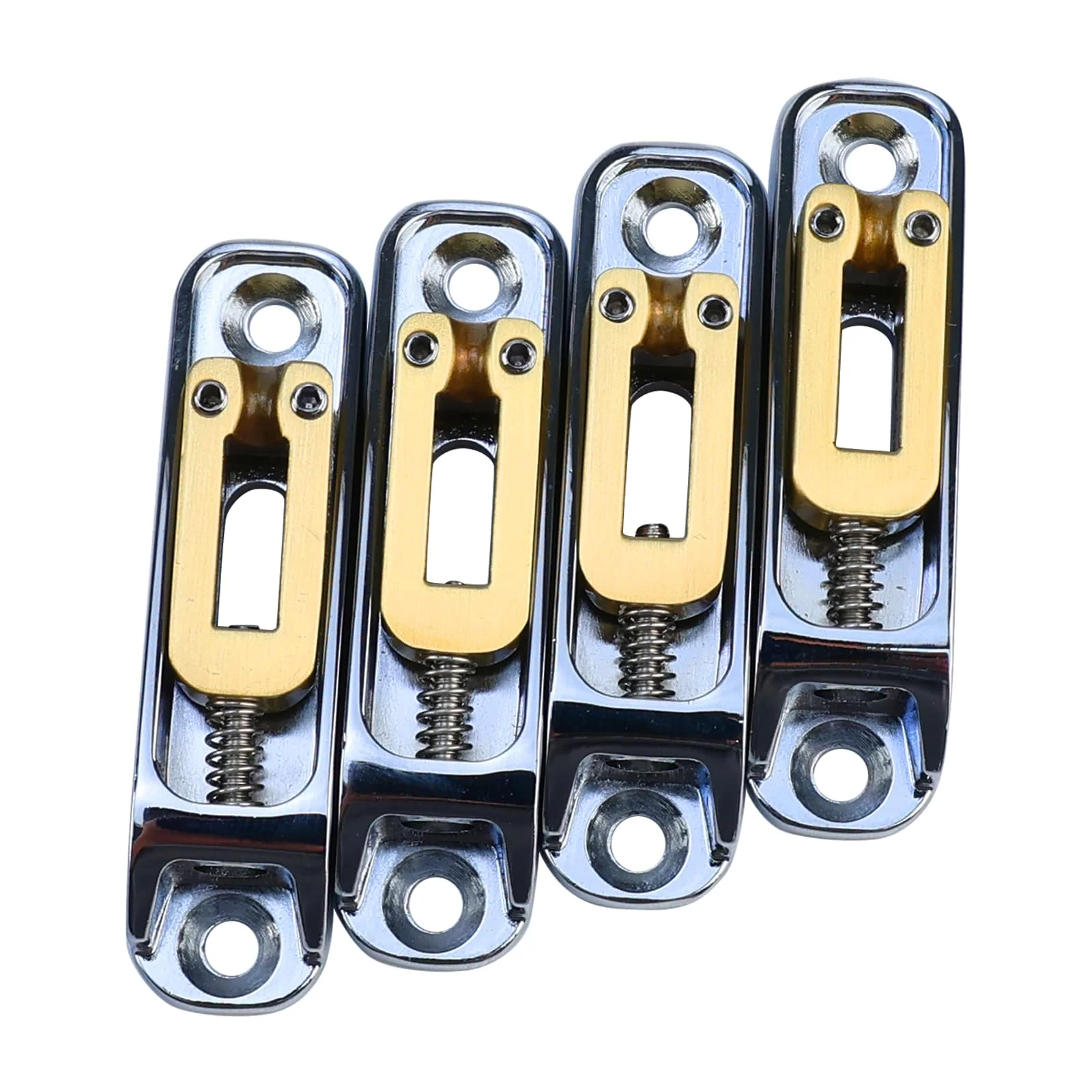 Chrome Single String Bass Guitar Bridge with Brass Saddle Individual Fixed Bridge for 4 String Electric Bass Replacement Parts 4 piece Chrome - Image 3