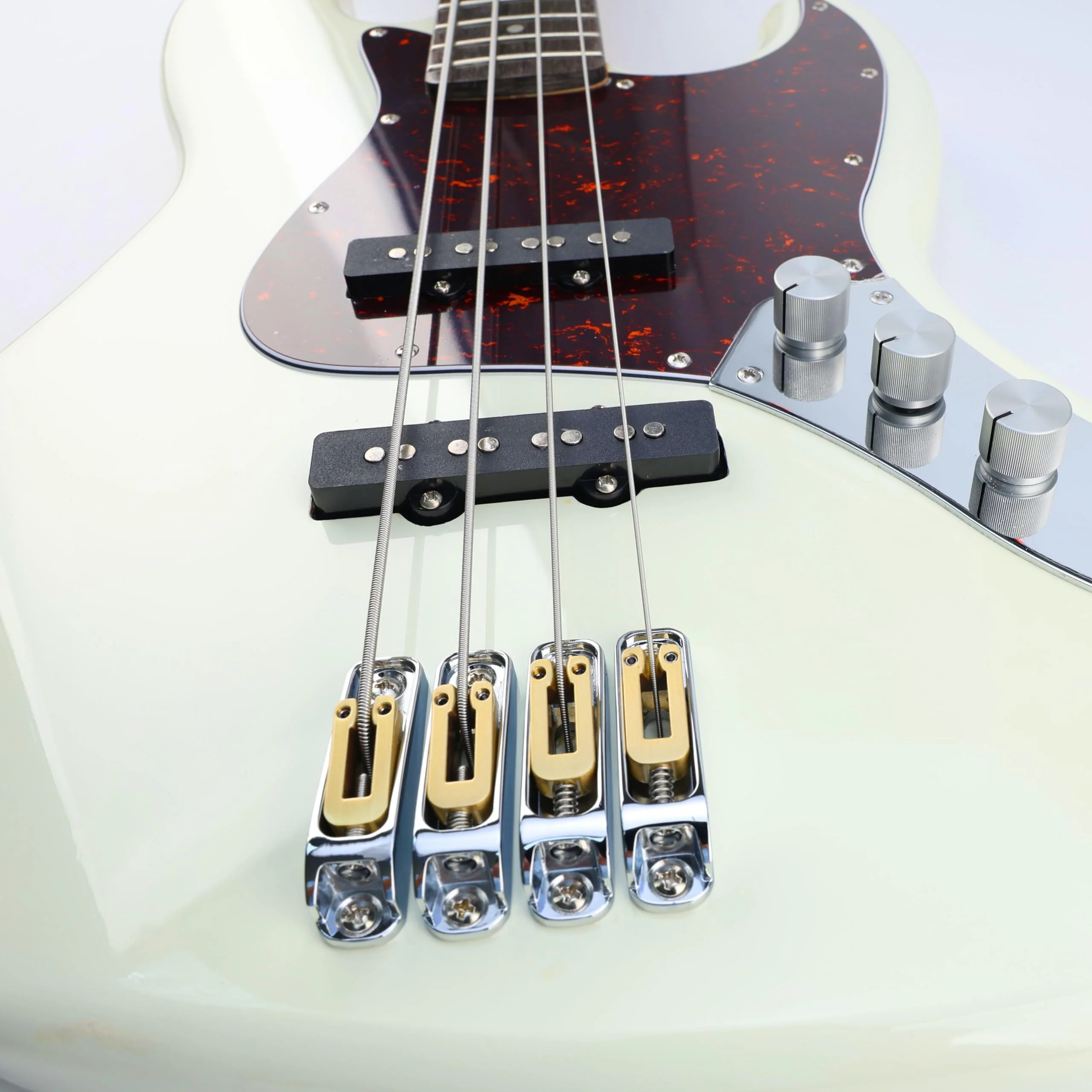 Chrome Single String Bass Guitar Bridge with Brass Saddle Individual Fixed Bridge for 4 String Electric Bass Replacement Parts 4 piece Chrome - Image 5