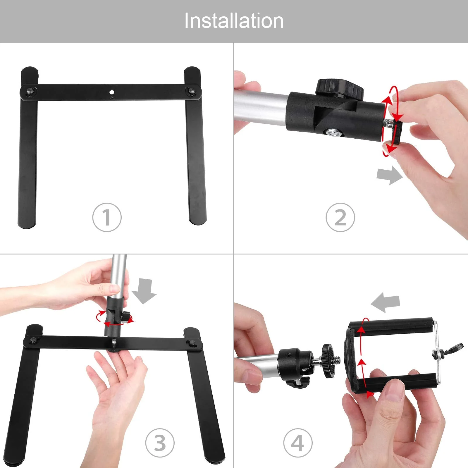 ChromLives Photo Copy Stand Pico Projector Stand with Phone Clamp Overhead Phone Mount Phone Stand Mini Tripod Adjustable Tabletop Monopod Stand Compatible with Smart-Phone Pic Projector - Image 7
