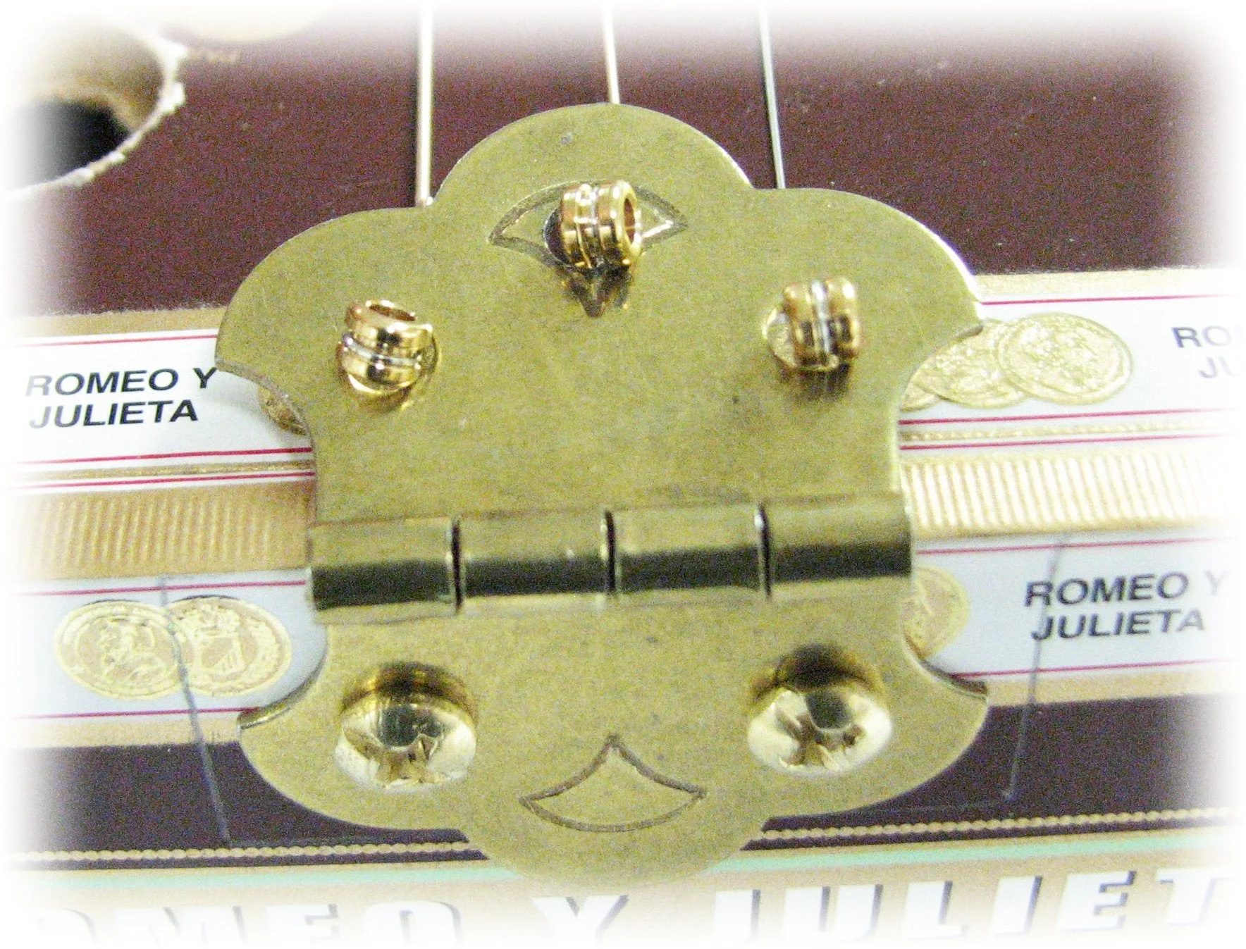 Cigar Box Guitar Brass Hinge Tailpiece for 3-String CBGs - Image 2