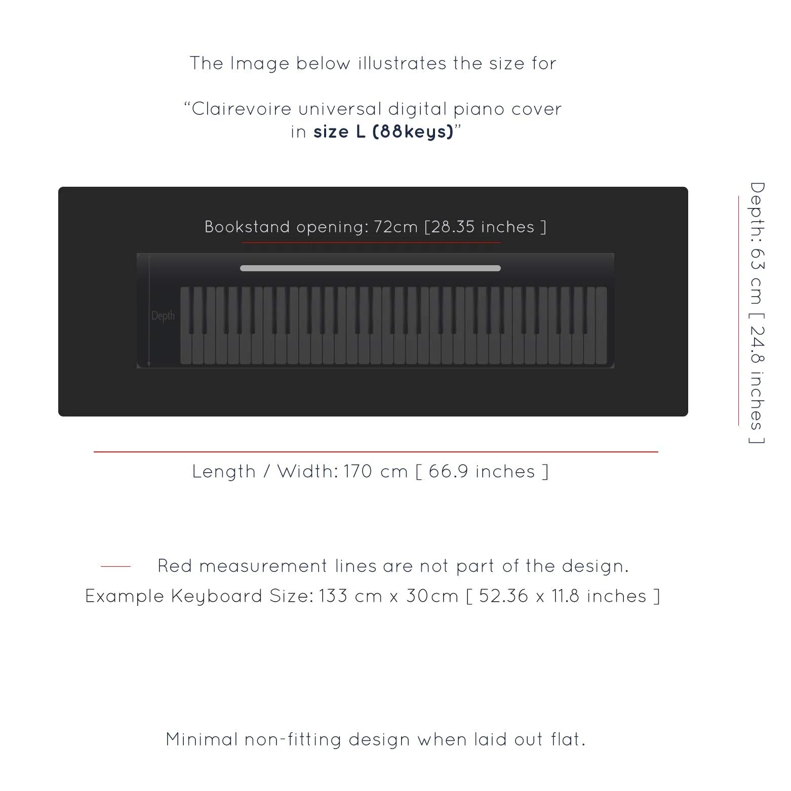 Clairevoire Piano Keyboard Dust Cover for 61 Keys to 88 Keys, Electric Pianos Cover, Digital Pianos Cloth Protection, Lightweight and Adjustable Closure,Ebony Black, L - Keyboard Piano up to 61" x 21" [88keys] waterproof Ebony Black - Image 5