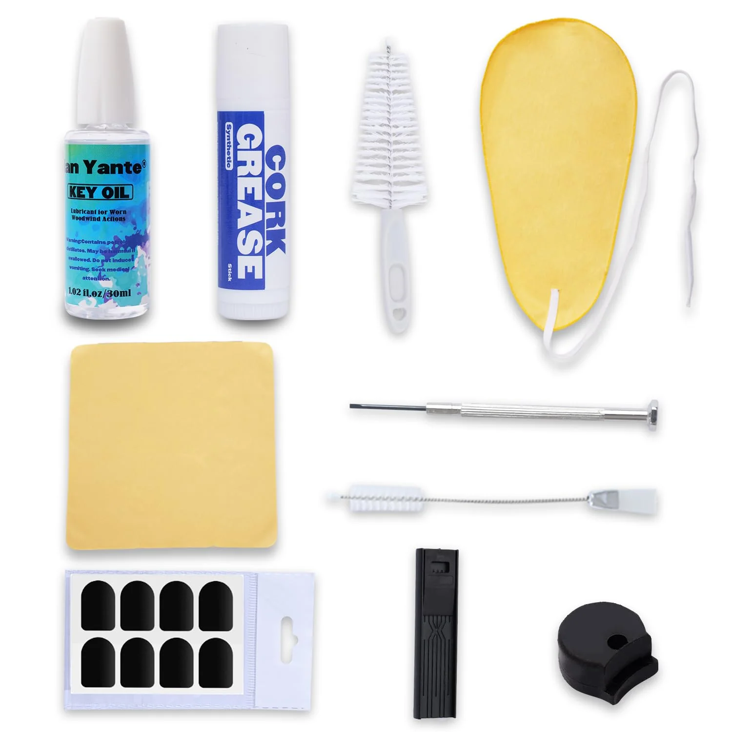 Clarinet Cleaning Kit 10-in-1, Clarinet Care Maintenance Set with Key Oil, Cork Grease, Lint-Free Microfiber Swab, Mouthpiece Brush, Woodwind Accessories for Students and Beginners