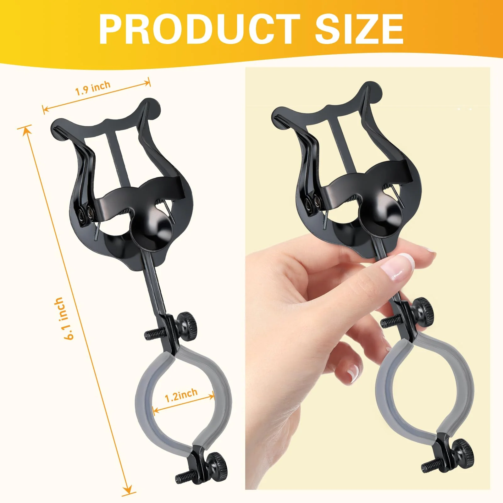 Clarinet lyre,2 Pack Black Clarinet Lyre Holder for Marching Band,6.02Inch Clarinet Oboe Sheet Music Clip and Flip Folder,General Musical Instruments Accessories - Image 2