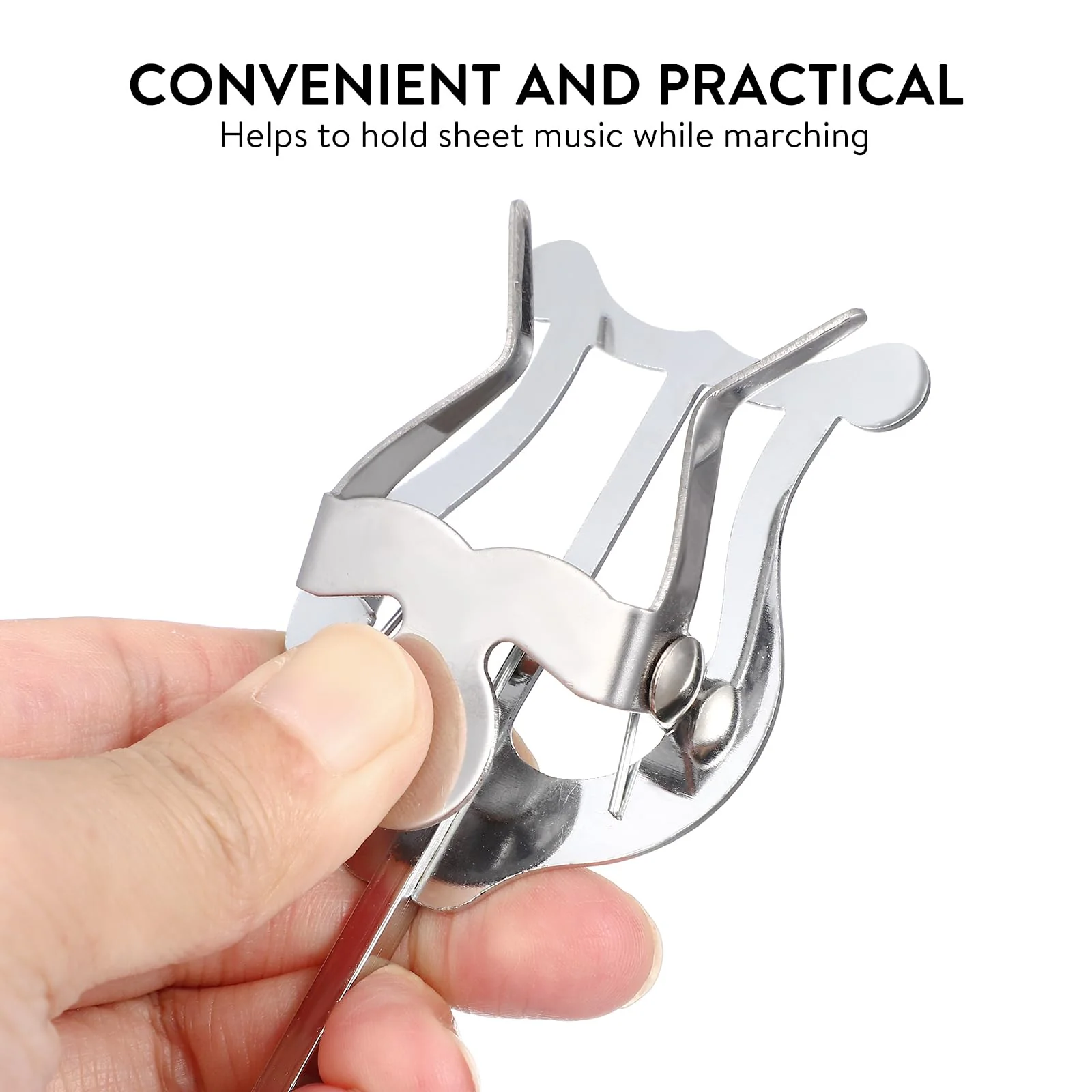 Clarinet Music Holder,Music Lyres(,Trumpet Trombone Sheet Music Clip Lyre Sheet Music Clamp-On Holder Trumpet Lyre Clarinet Lyre For Music Beginners Bands-Silver - Image 2
