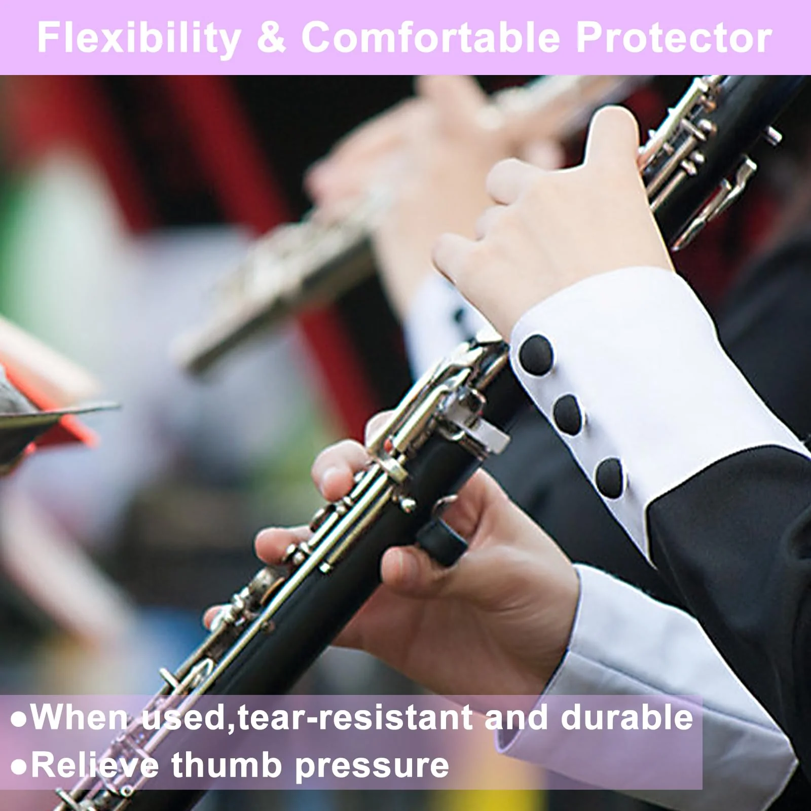 Clarinet Thumb Rest Cushion,12 Pcs Rubber Clarinet & Oboe Thumb Protector for Woodwind Instrument(6 Colors) - Image 5