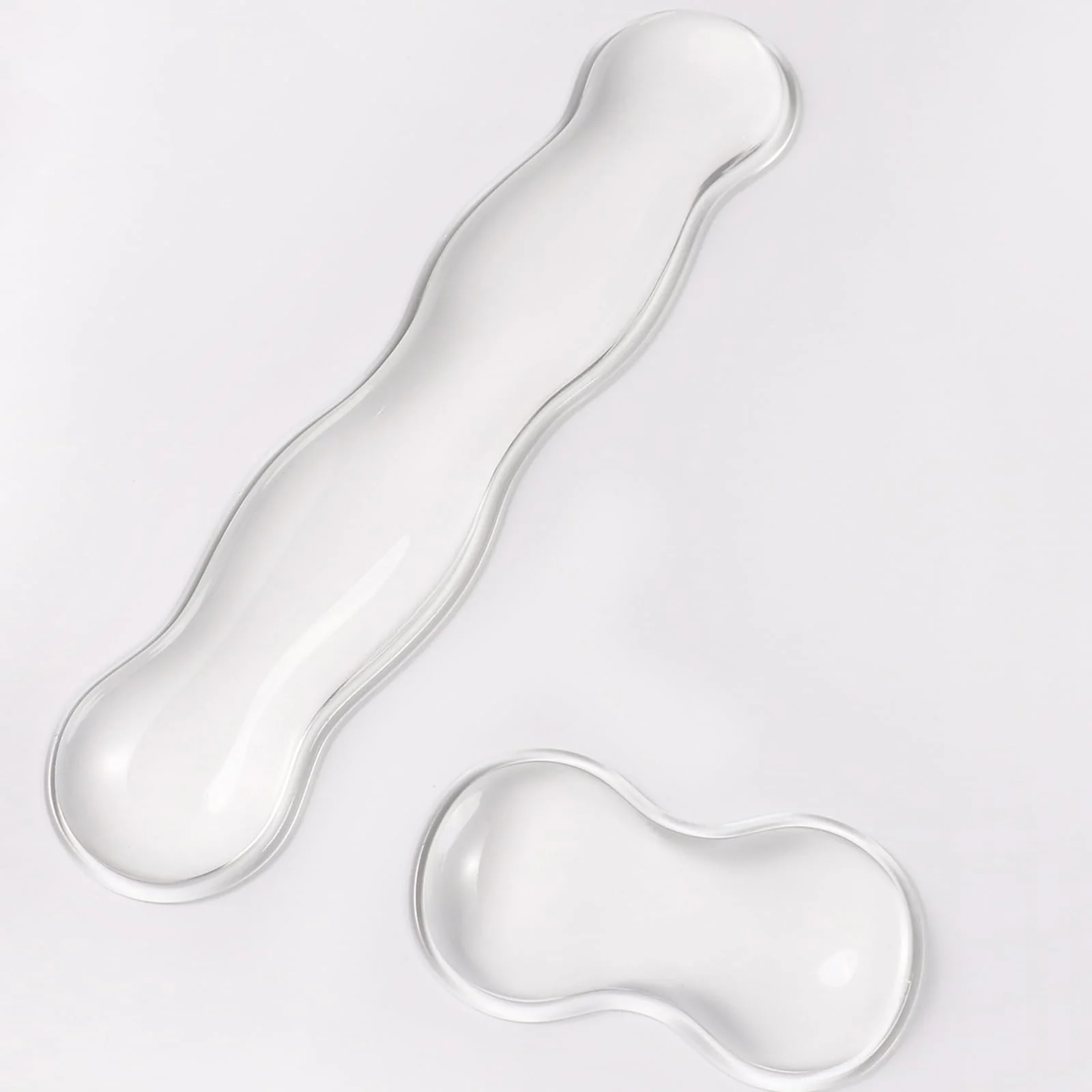 Clear Gel Wrist Rest for Keyboard and Mouse, White Silicone Keyboard Wrist Rest Set, Cute Ergonomic Wrist Rest for Keyboard 60%/75%(White) long+short Ellipses