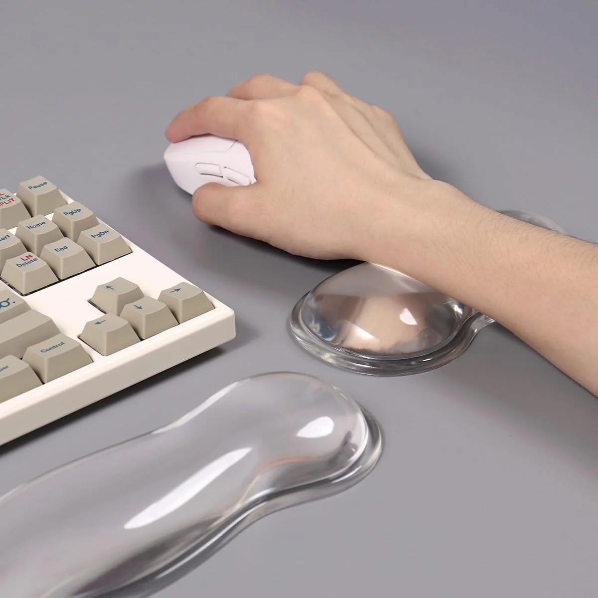 Clear Gel Wrist Rest for Keyboard and Mouse, White Silicone Keyboard Wrist Rest Set, Cute Ergonomic Wrist Rest for Keyboard 60%/75%(White) long+short Ellipses - Image 8