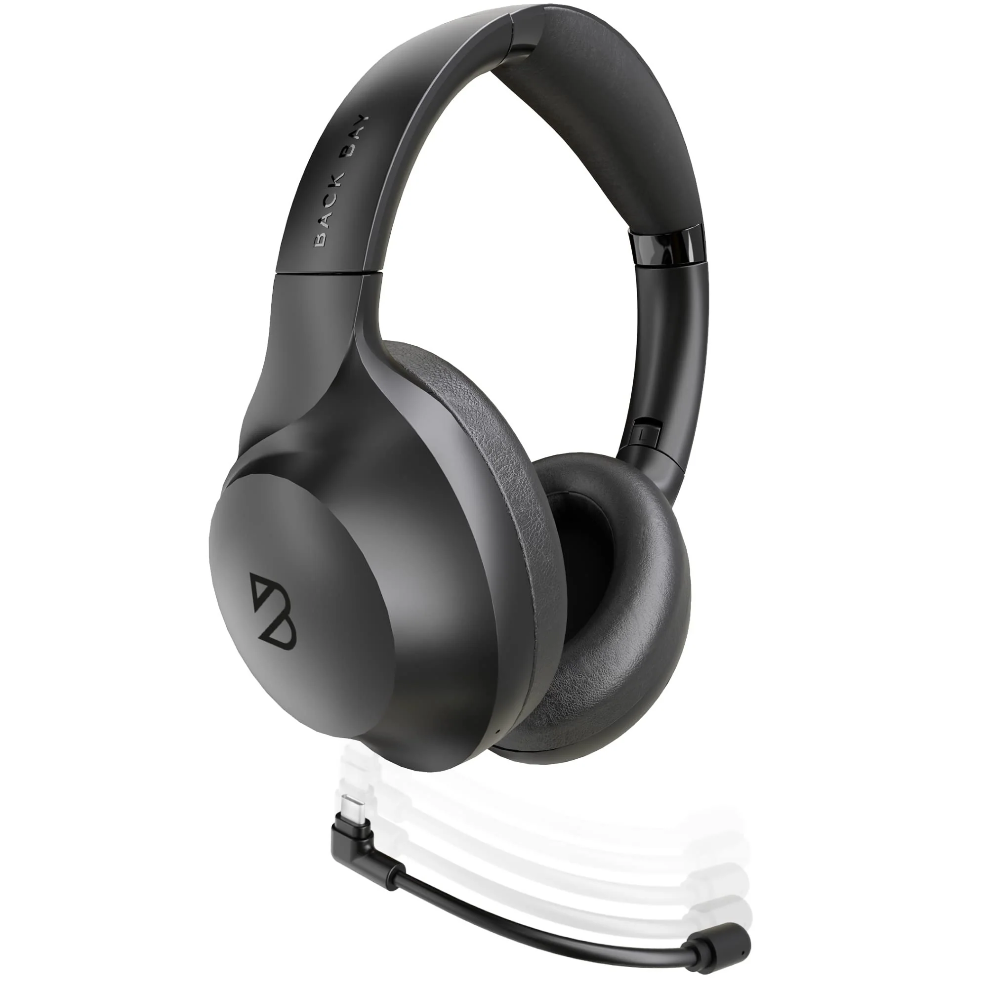 ClearCall 70 - Bluetooth Headphones with Microphone for Work - Removable Boom Mic - Over Ear Office Wireless Headsets for Computer, Wireless Headphones Mic, Bluetooth Headset with Microphone for PC Black