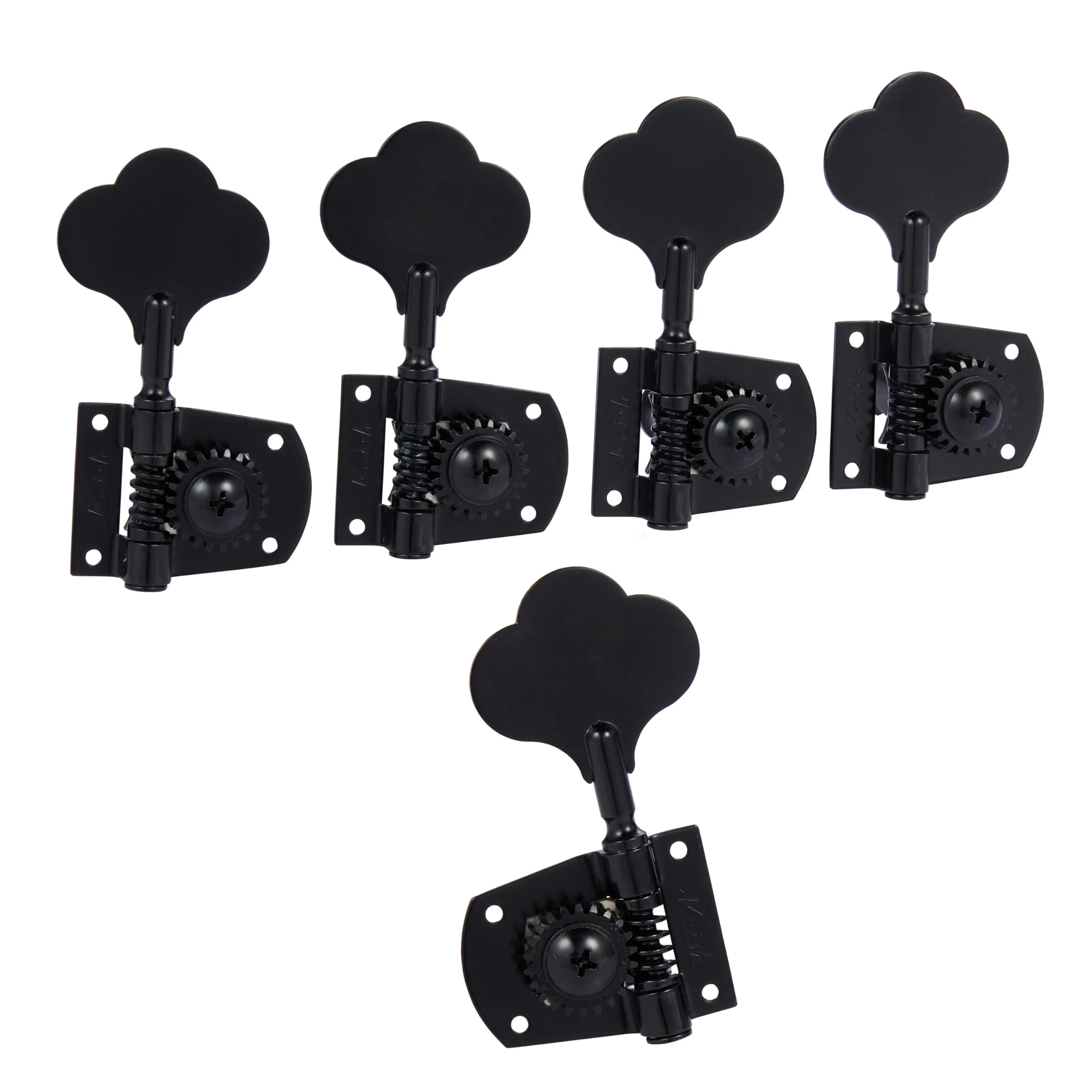 Cloverleaf 5 String Bass Guitar Tuners Bass Tuning Machine Heads 5 String Bass Tuning Keys Pegs for American Standard/Highway One Series JB Jazz Bass/PB Precision Bass Black 4R1L 5 String 4R1L