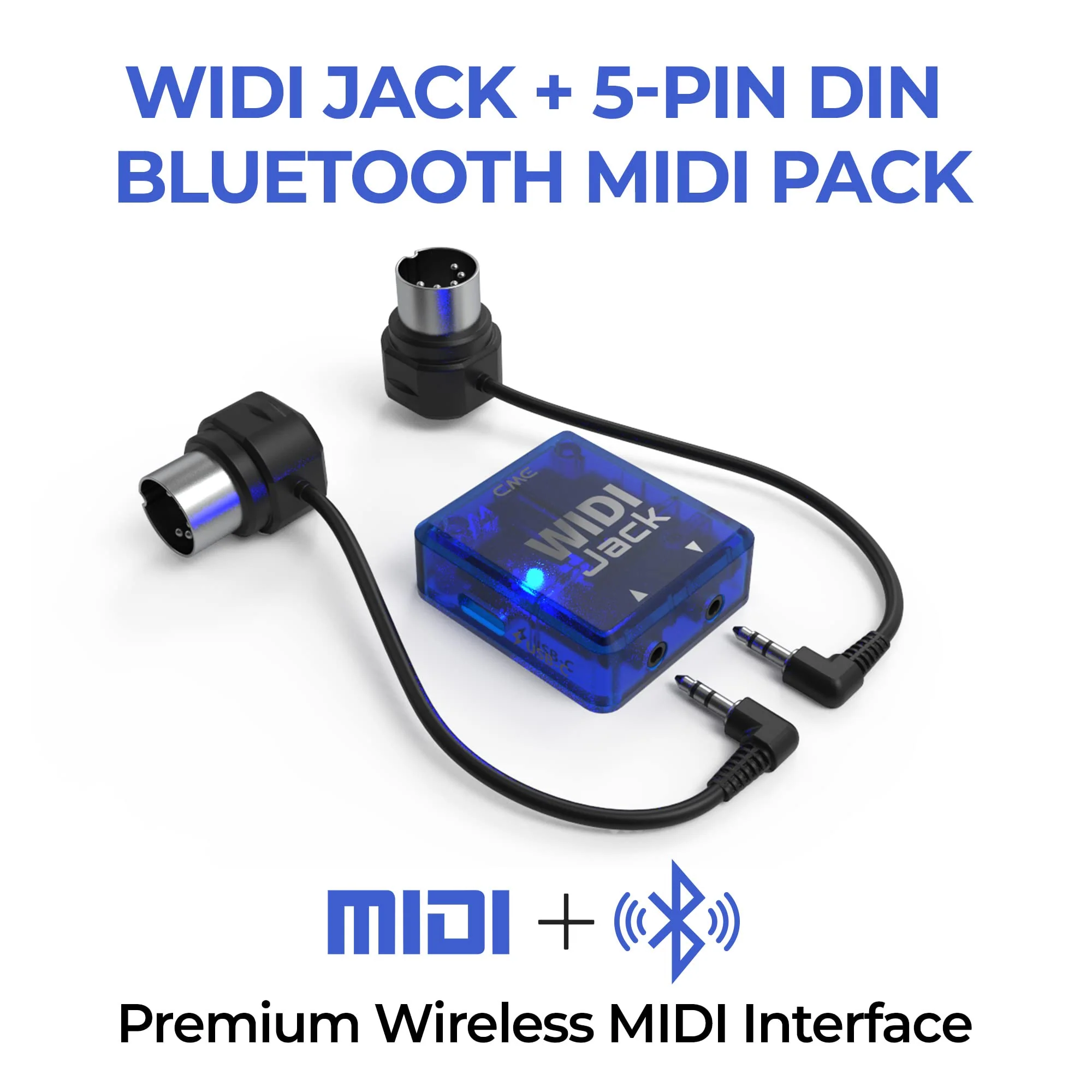 CME WIDI Jack + DIN-5 MIDI Cable Pack - Bluetooth MIDI Interface with 5-PIN DIN MIDI cables Included - Works with all DIN-5 MIDI devices - Wireless MIDI for Synth Keytar Pedalboard Keyboard - Image 2